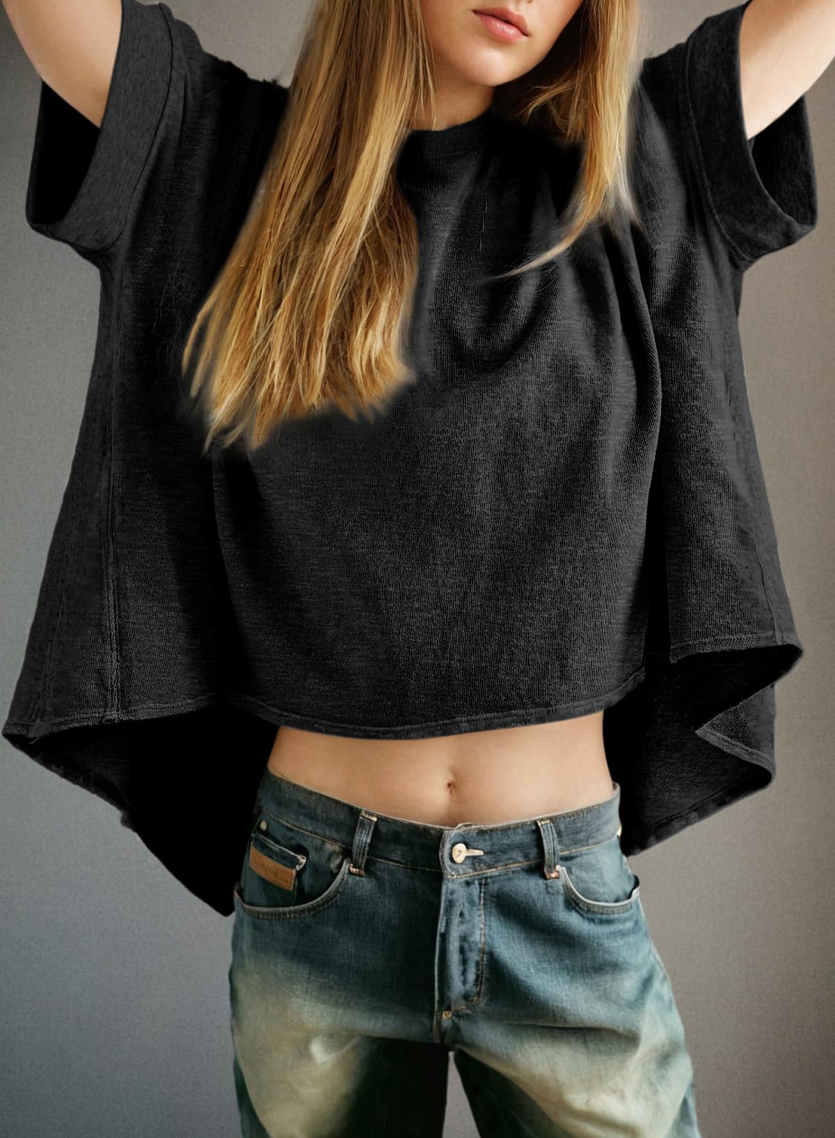 Dokotoo T Shirts for Women Summer 2026 Fashion Clothing Outfits Womens Tops Oversized Tshirts Plus Size Cute Tops Spring Trendy Loose Blouses Women's Dressy Casual Workout Gym Clothes Basic Tees Black