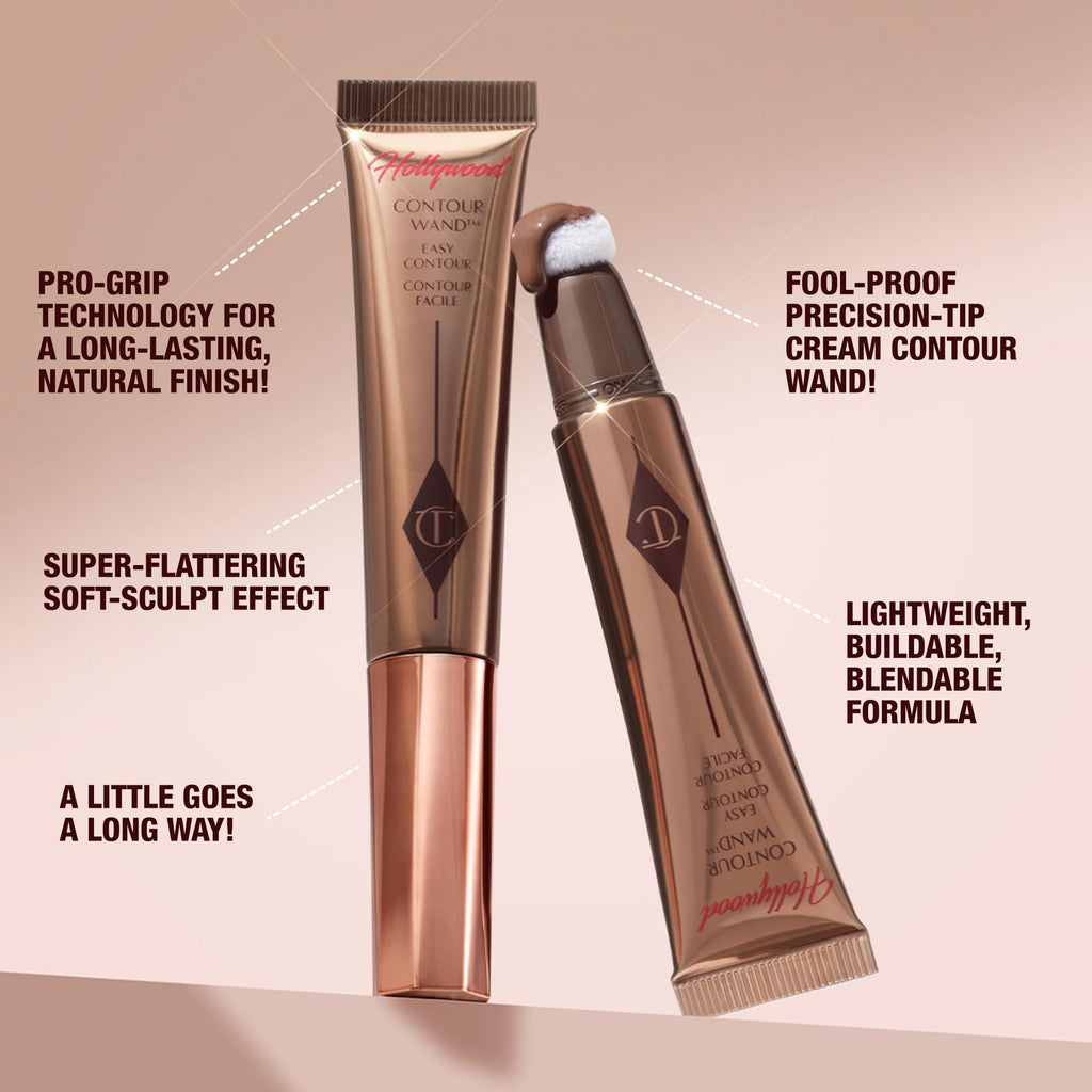 Charlotte Tilbury Hollywood Liquid Contour Wand - Easy-to-Use Contour Stick & Liquid Bronzer for Sculpting & Shaping - Leaves a Natural-Looking Sculpted Finish - Deep