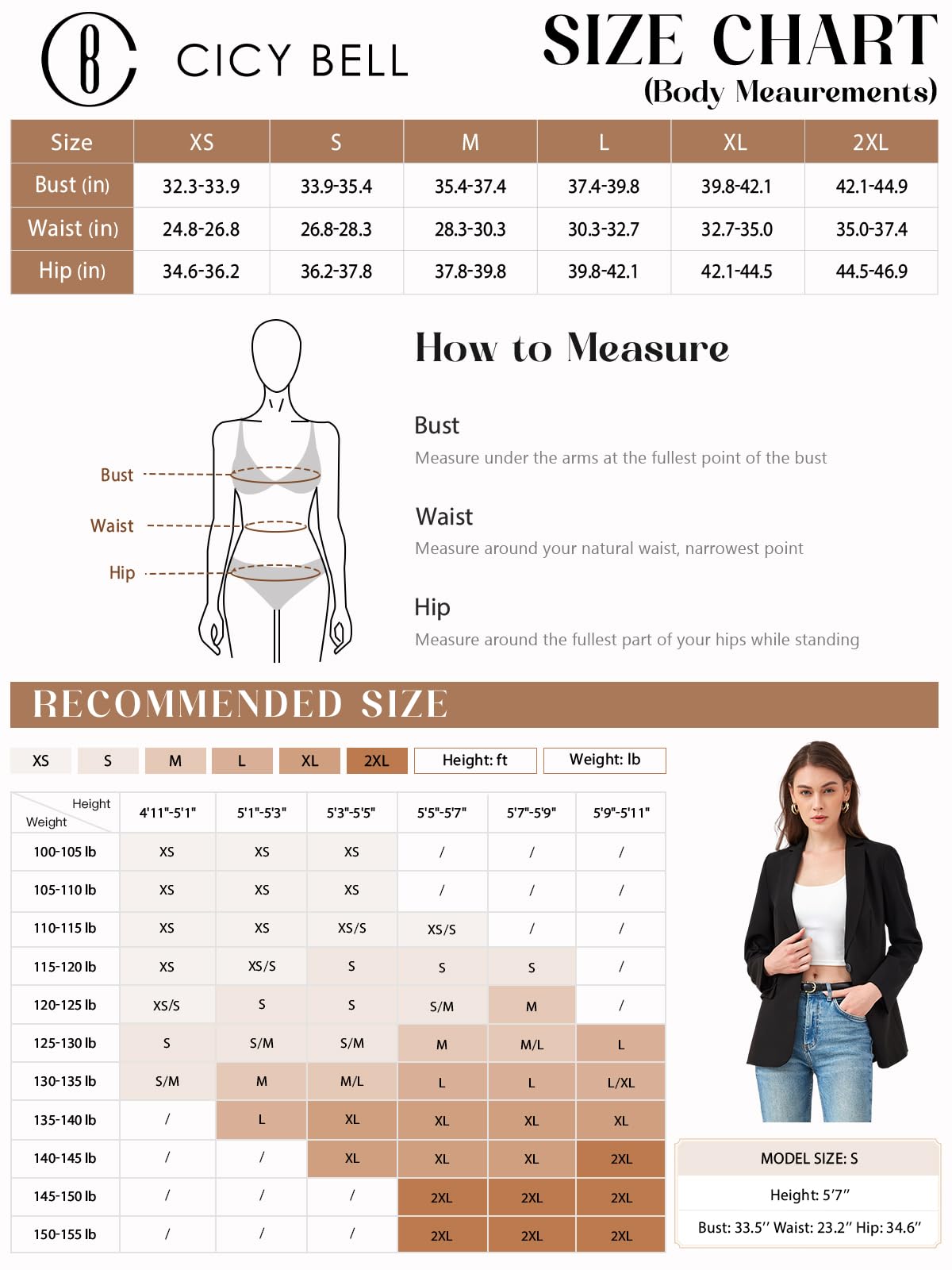 Cicy Bell Womens Casual Blazers Open Front Long Sleeve Work Office Suit Jackets Blazer(Khaki,Medium)