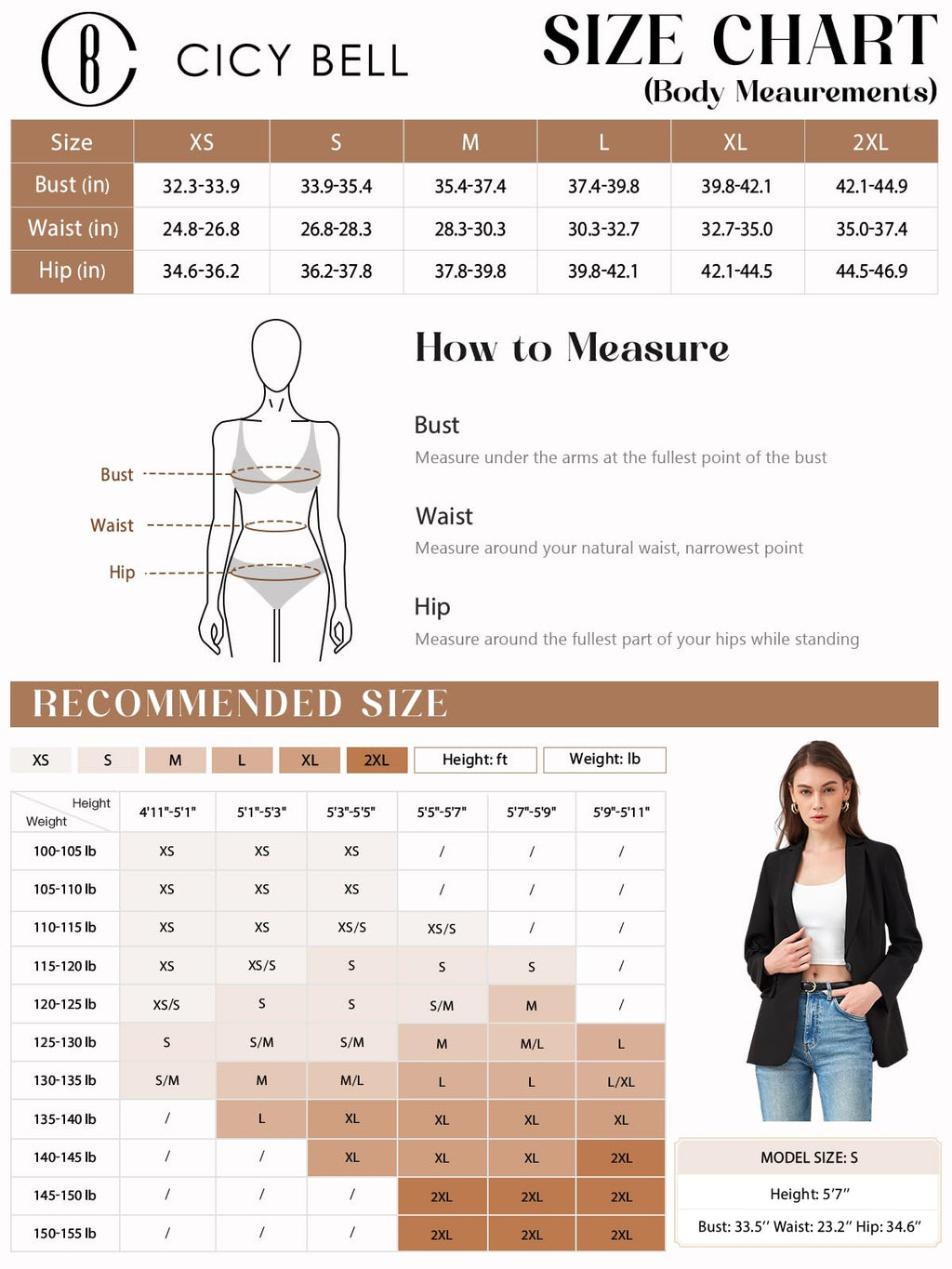 Cicy Bell Womens Casual Blazers Open Front Long Sleeve Work Office Suit Jackets Blazer(Black,Medium)