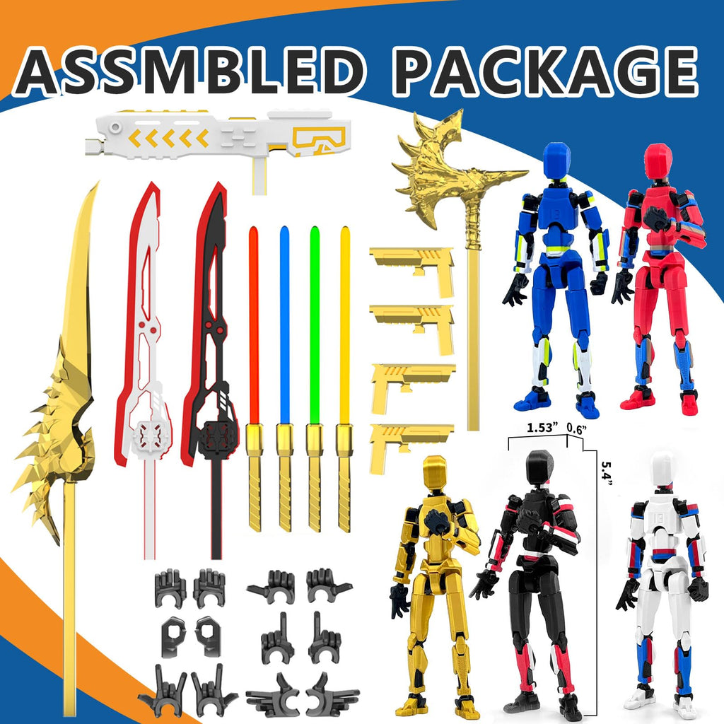 Falandi 5-Pack T13 Titan Action Figure Already Assembled, Multi-Colored Titan 13 Action Figure Set with Laser Saber 3D Printed T 13 Lucky Robo Dummy Nova 13 Action Figures, Figura de acción t13