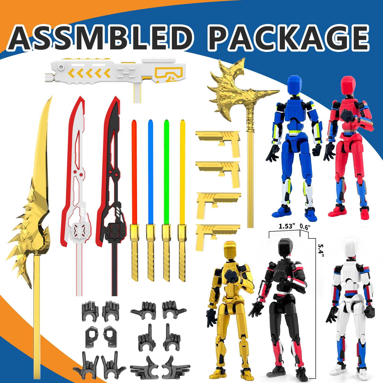 Falandi 5-Pack T13 Titan Action Figure Already Assembled, Multi-Colored Titan 13 Action Figure Set with Laser Saber 3D Printed T 13 Lucky Robo Dummy Nova 13 Action Figures, Figura de acción t13