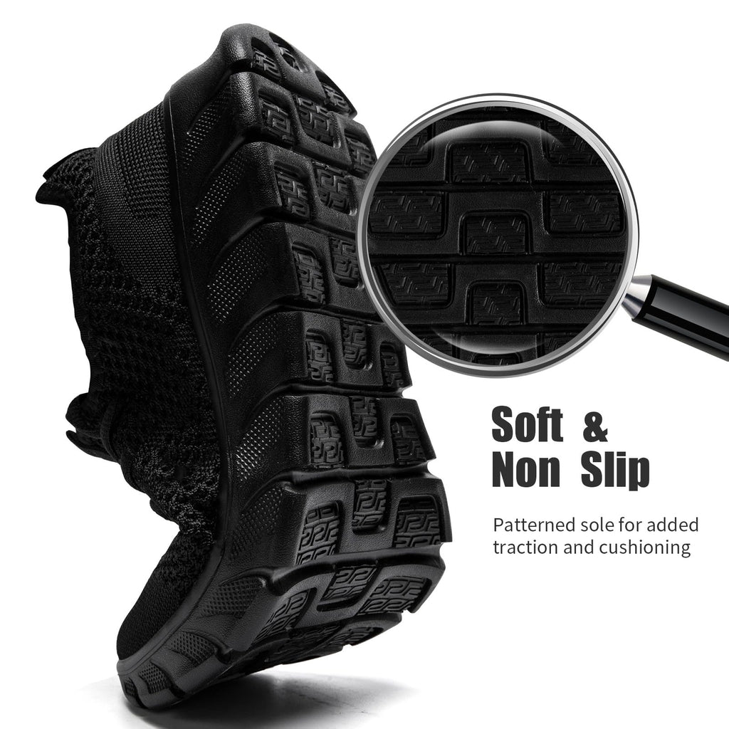 YRLTYO Mens Tennis Shoes Running Sneaker Slip On Walking Gym Workout Athletic Breathable Lightweight Jogging Casual Sport Shoes Black Size 12