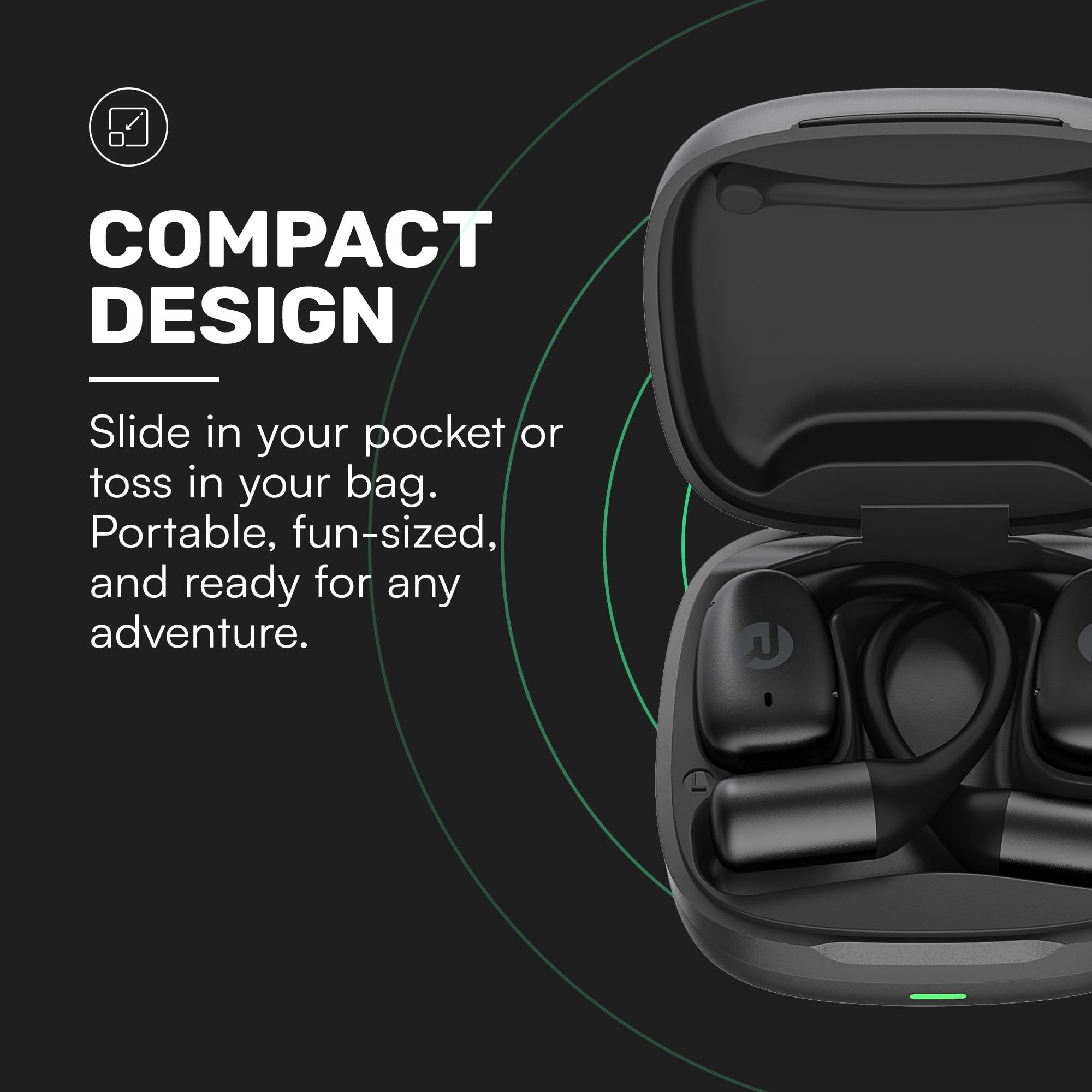Raycon Essential Open Ear Earbuds – Open Ear Headphones, Earbuds Wireless Bluetooth, Sweat & Water-Resistant Earphones, Running Headphones with Ultra-Lightweight Design, 36 Hours Battery Life (Black)