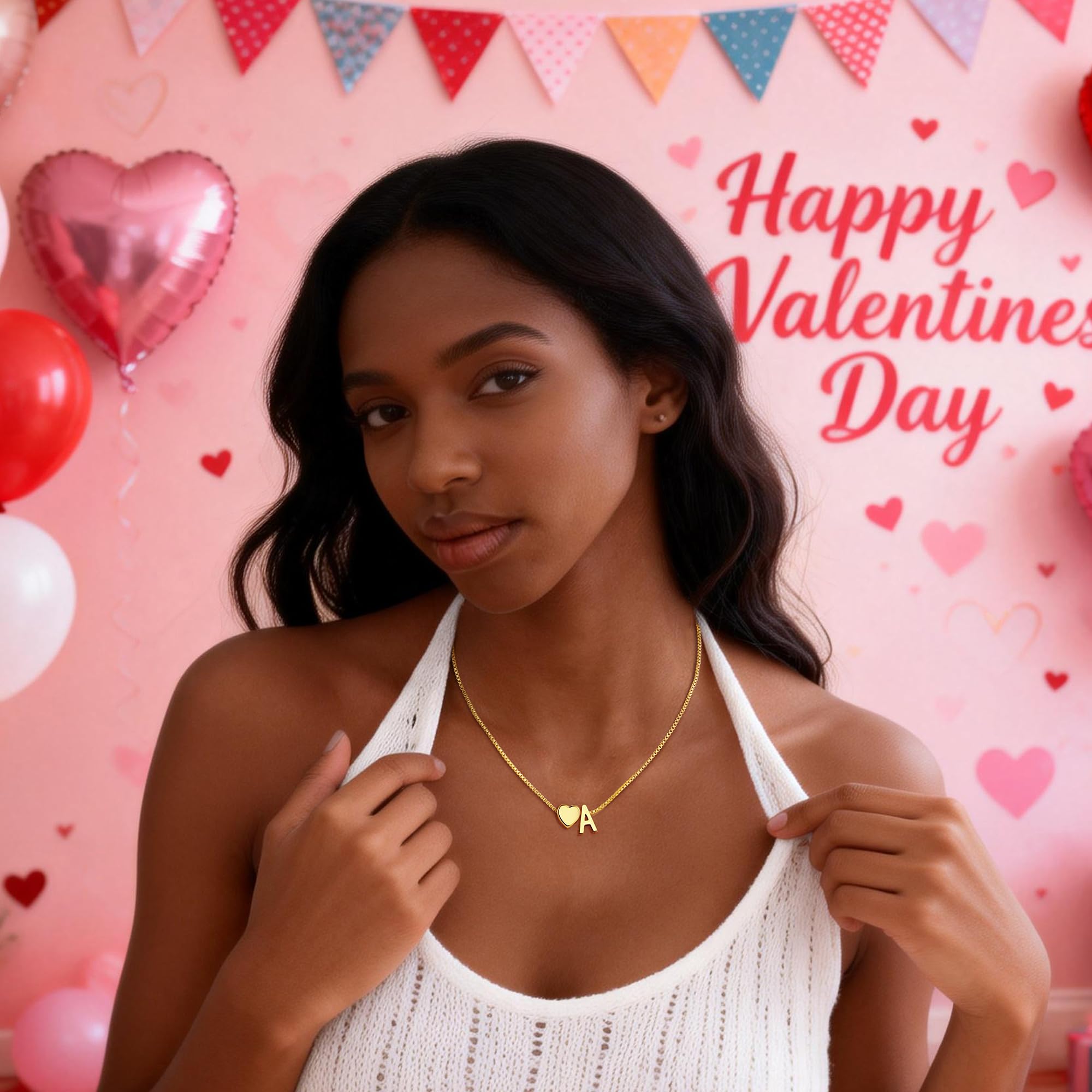 Eaciy Heart Initial Necklace for Women Jewelry, 18K Gold Plated Heart Initial P Necklace Dainty Heart Necklaces Tiny Initial Necklaces for Women Gold Jewelry Gifts