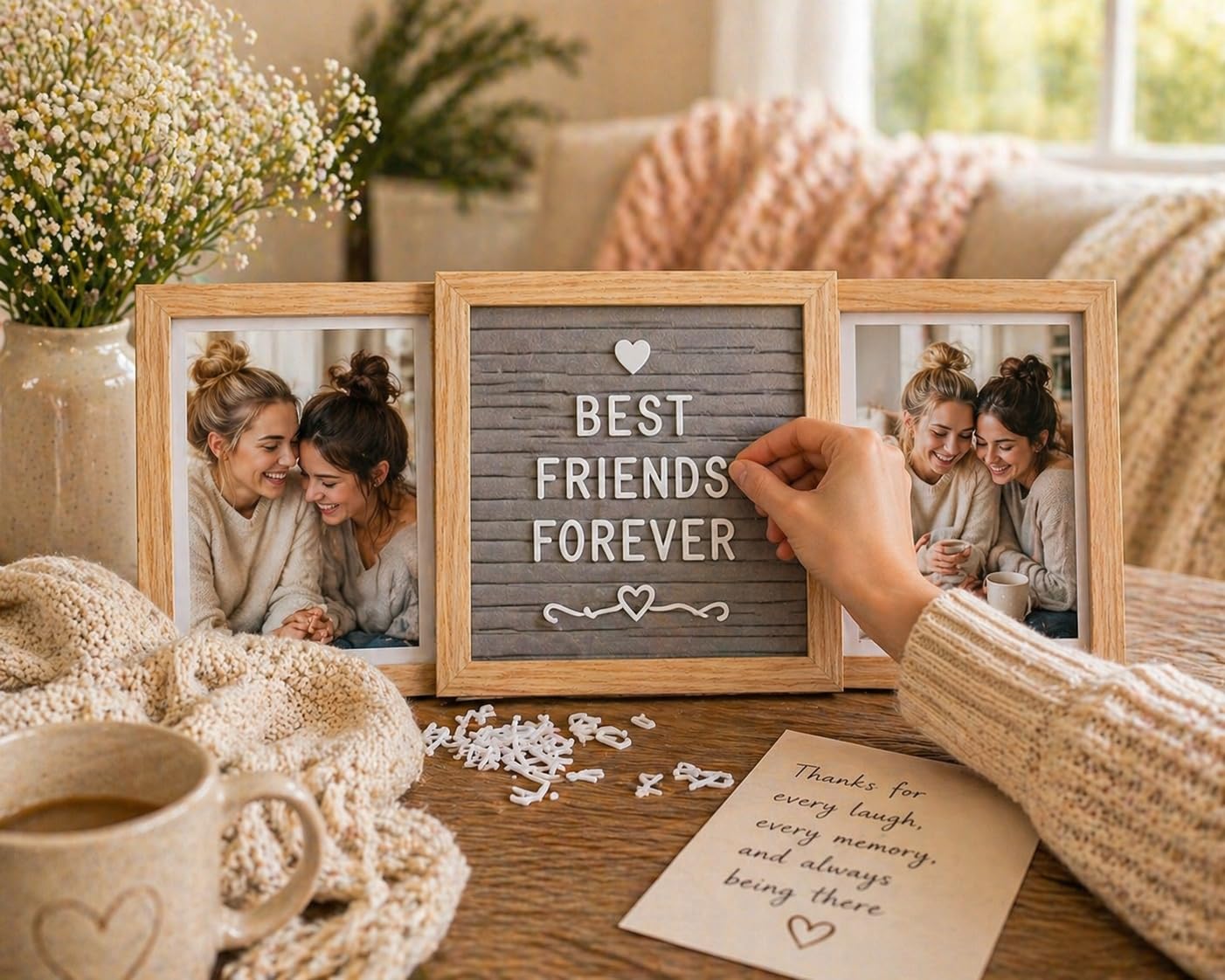 Personalized Picture Frame with Custom Letter Board – Two Photo Display for Mom, Grandma, Best Friend Frame, Sisters, or Couples – Custom Photo Frame and Personalized Wedding or Friendship Gift