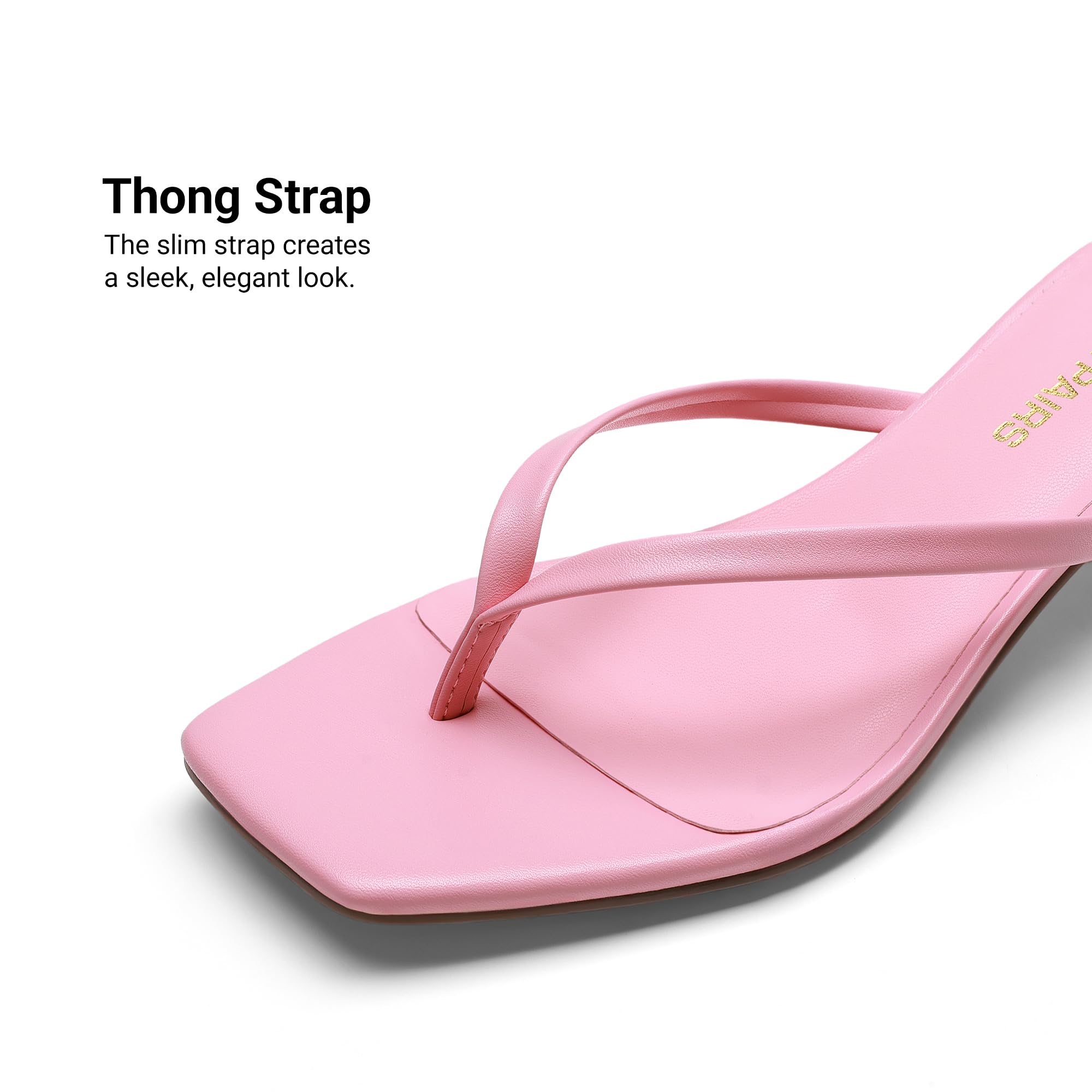 DREAM PAIRS Kitten Heels for Women Flip Flop Low Heels Square Open Toe Sandals Thong 1.96 Inch Heeled Sandals for Summer Vocation,Size 8,Pink,SDHS25001W