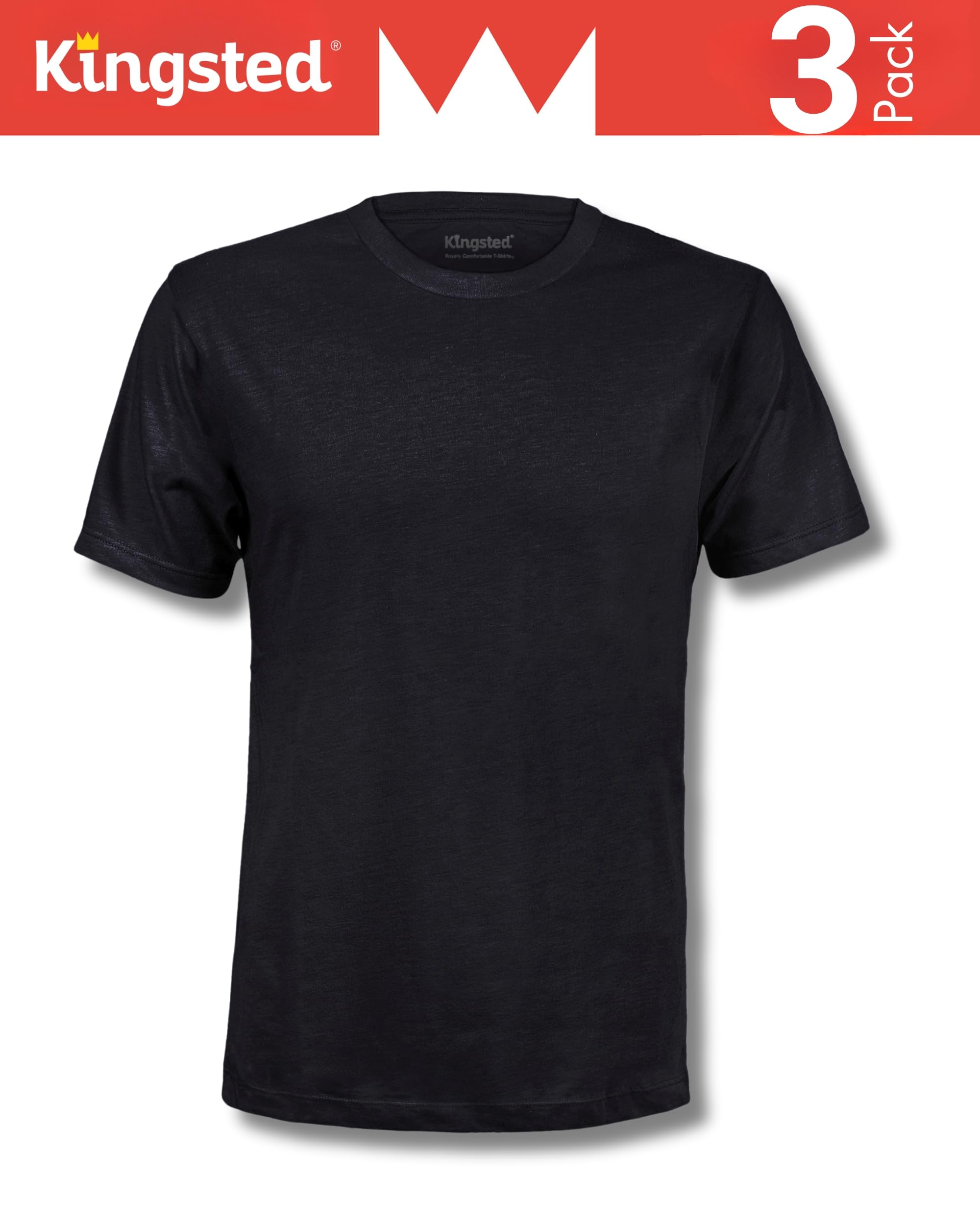 Kingsted Men's T-Shirts Pack - Royally Comfortable - Super Soft Cotton Blend - Short Sleeve Tagless Crewneck - Plain Colored Classic Tees (3 Pack, Classic, Large)