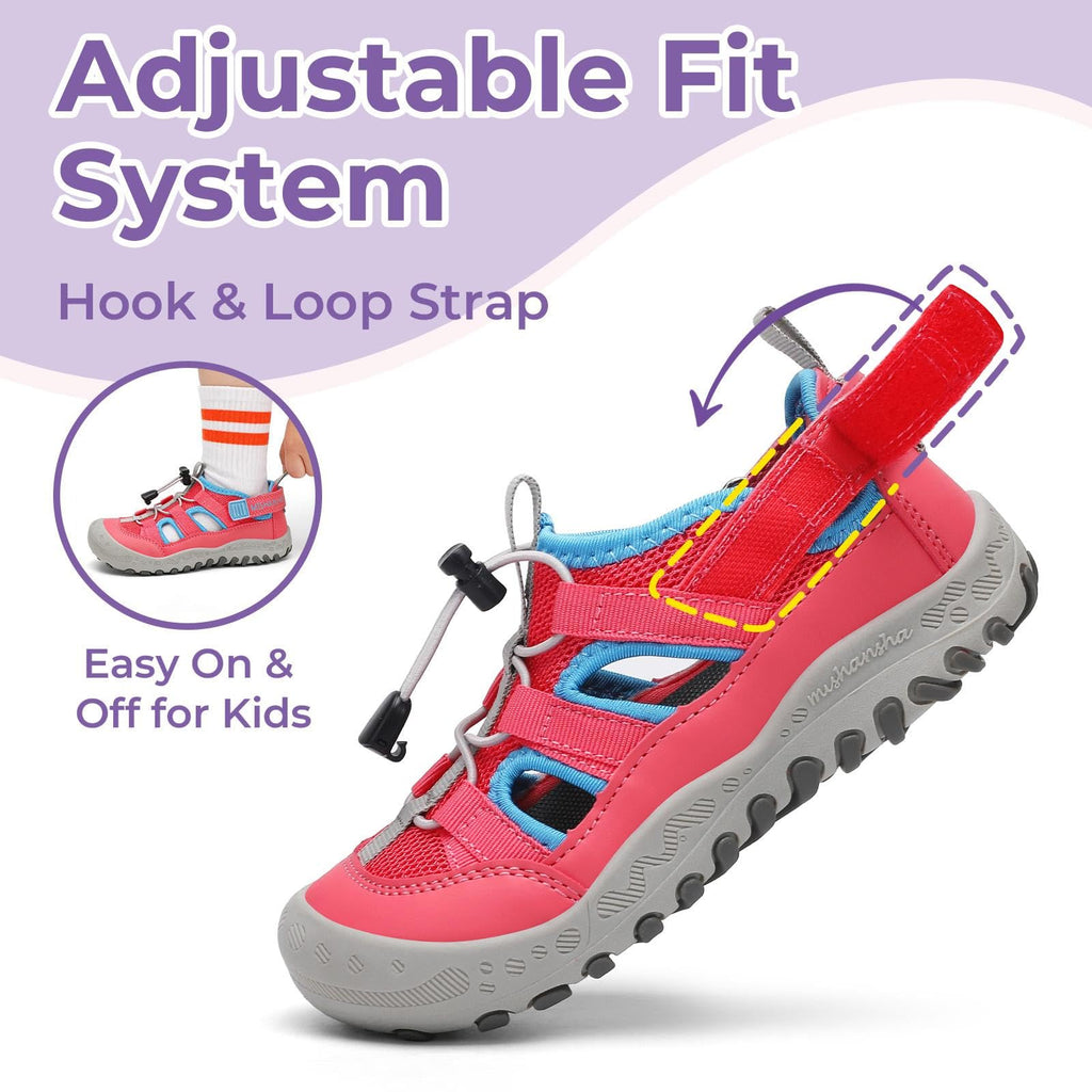 Mishansha Toddler Girls Sandals Closed Toe, Adjustable Breathable Summer Outdoor Hiking Walking Shoes for Kids Play & Beach Watermelon Red 11.5 Little Kid