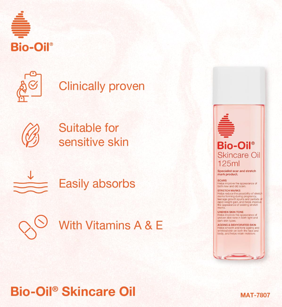 Bio Oil Body Skin Care Oil (125ml) - Firming Skincare That Reduces Appearance Of Stretch Marks & Scars - Grease Free Moisturiser Lotion - With Vitamin E & Vitamin A