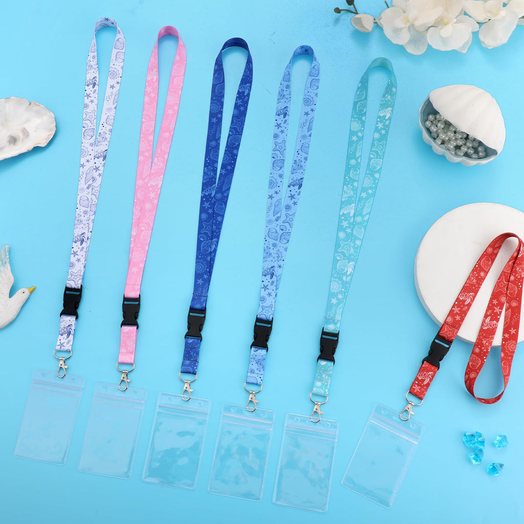 6 Pack Lanyards for Cruise Ship Cards with Waterproof ID Card Badge Holders for Royal Caribbean Cruise Essentials 2026（Ocean）