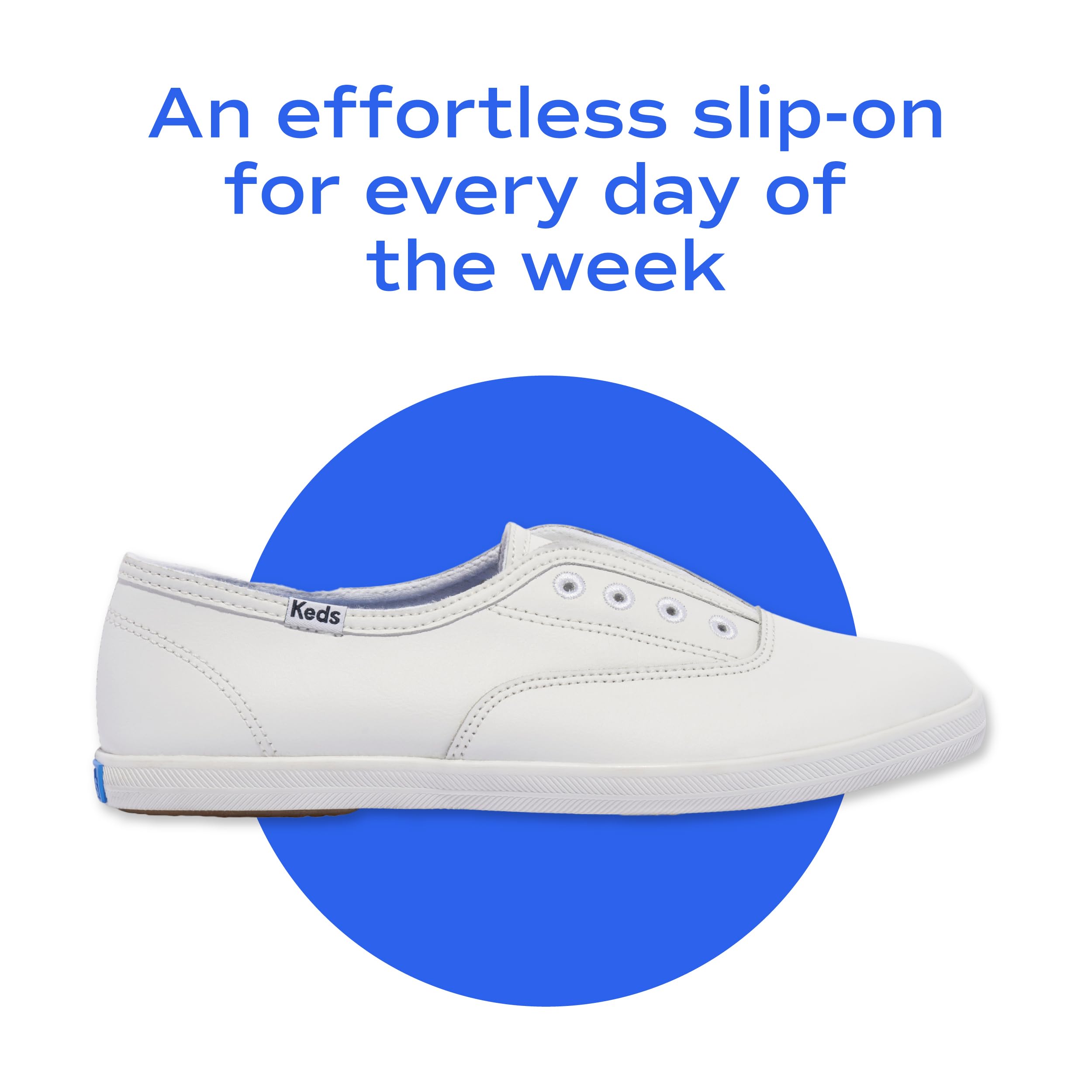 Keds Chillax Slip on, Sneaker Womens, White Leather, 7.5 Medium
