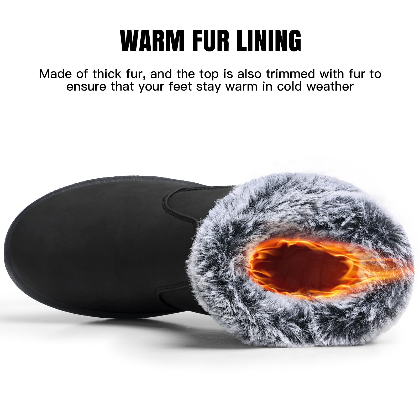 SHIBEVER Winter Boots for Women Waterproof: Womens Snow Boots Warm - Black Size 8 Ankle Fur Lined Insulated Winter Shoes