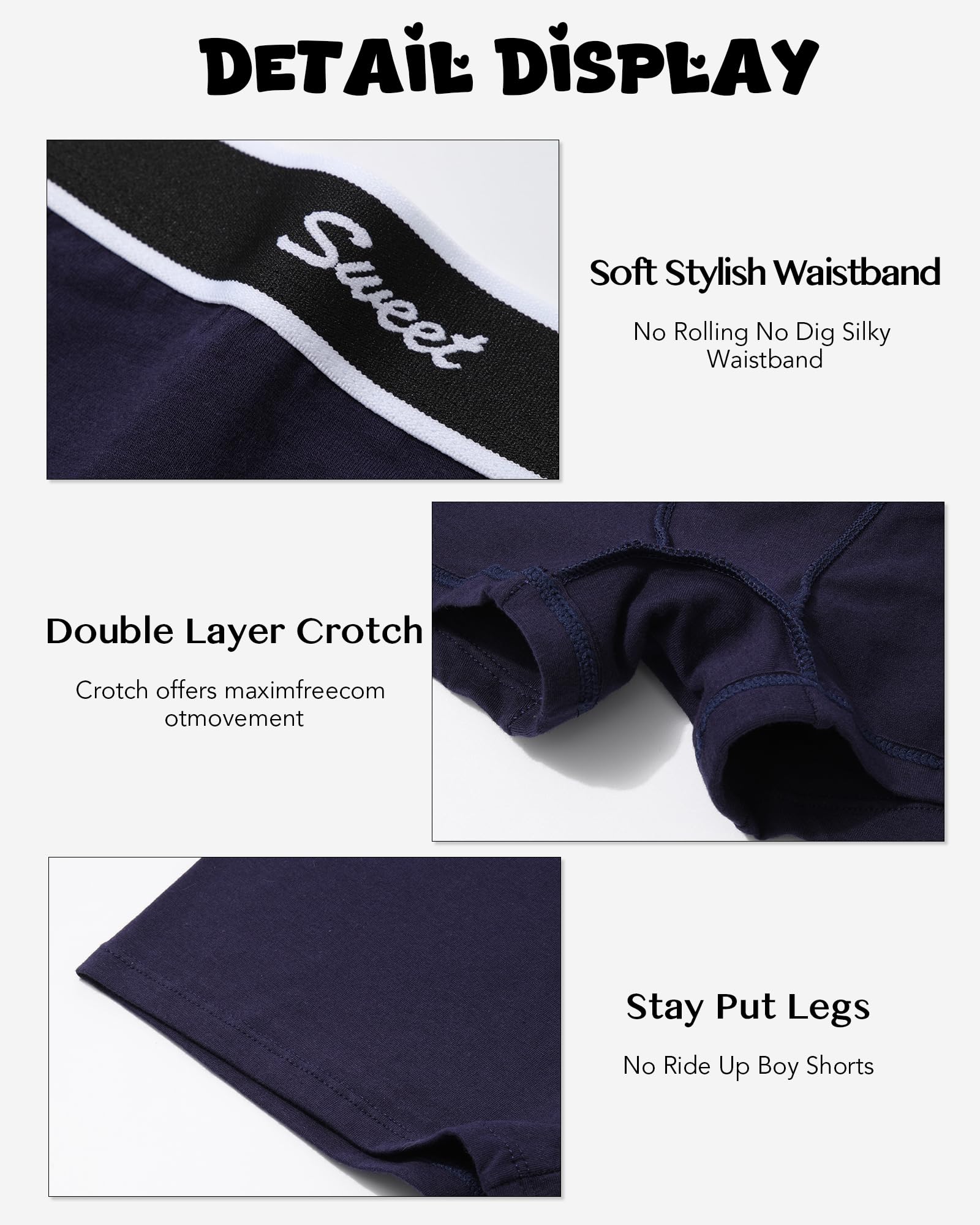 LEVAO Cotton Boy Shorts Underwear for Women High-waisted Full Coverage Boxer Briefs Panties 5 Pack S-XXL