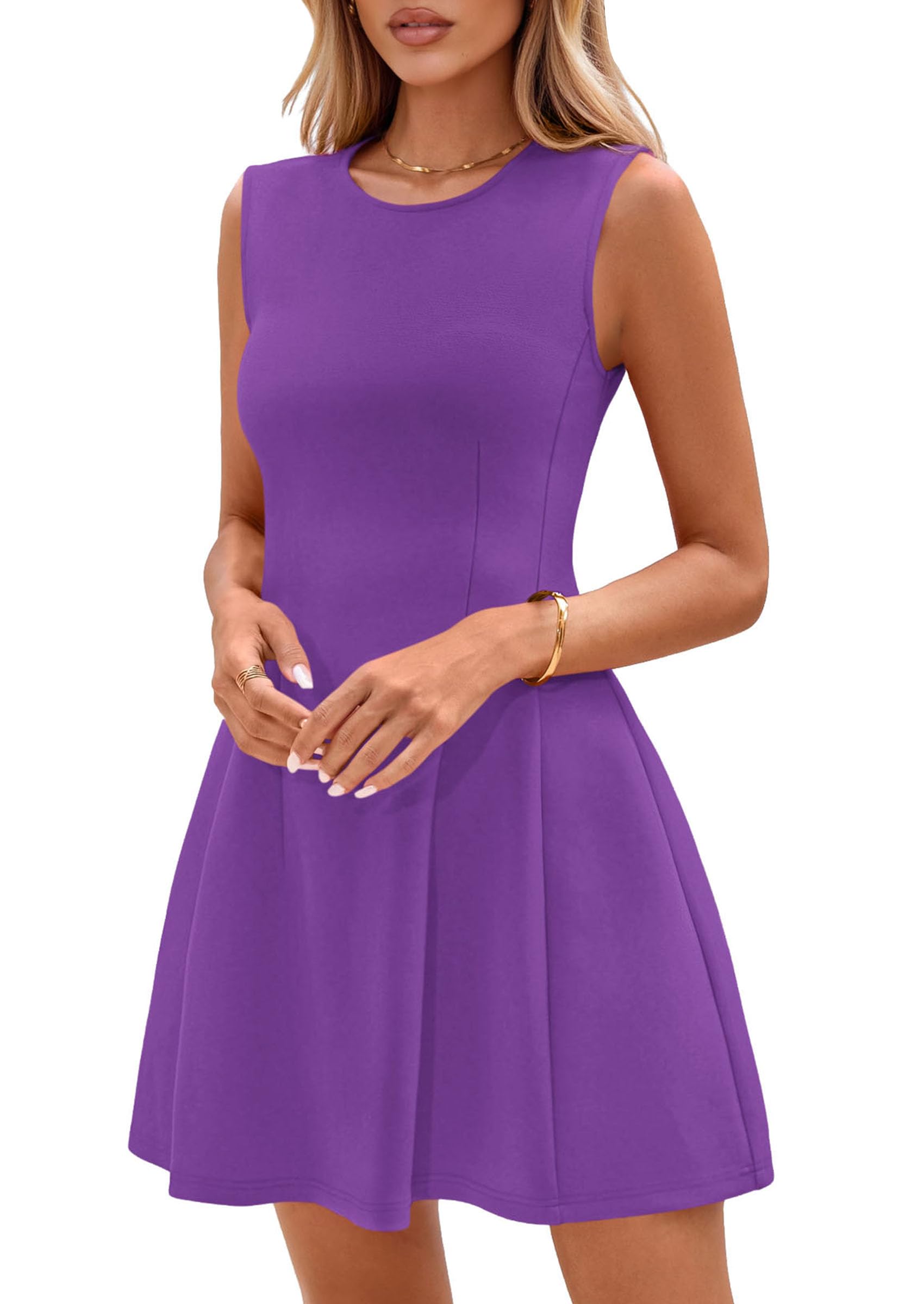 PRETTYGARDEN Summer Dresses for Women 2026 Elegant Classy Spring A Line Business Casual Work Graduation Cocktail Short Dress (Purple,XX-Large)
