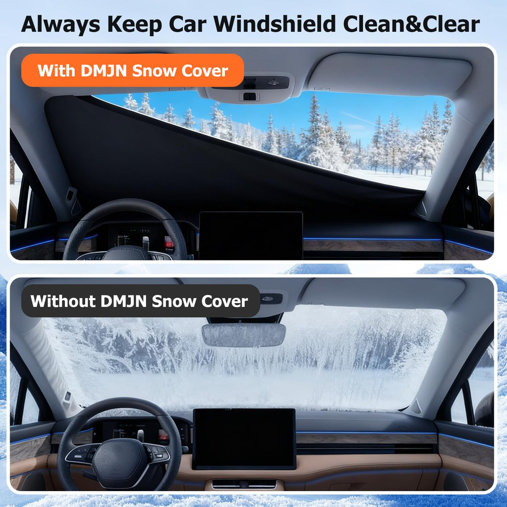DMJN [2026 Upgraded] Car Windshield Cover for Ice and Snow, Windshield Snow Cover for Winter Snow & Frost, 700D Heavy-Duty, Suitable for Cars, SUVs, and Trucks-Medium