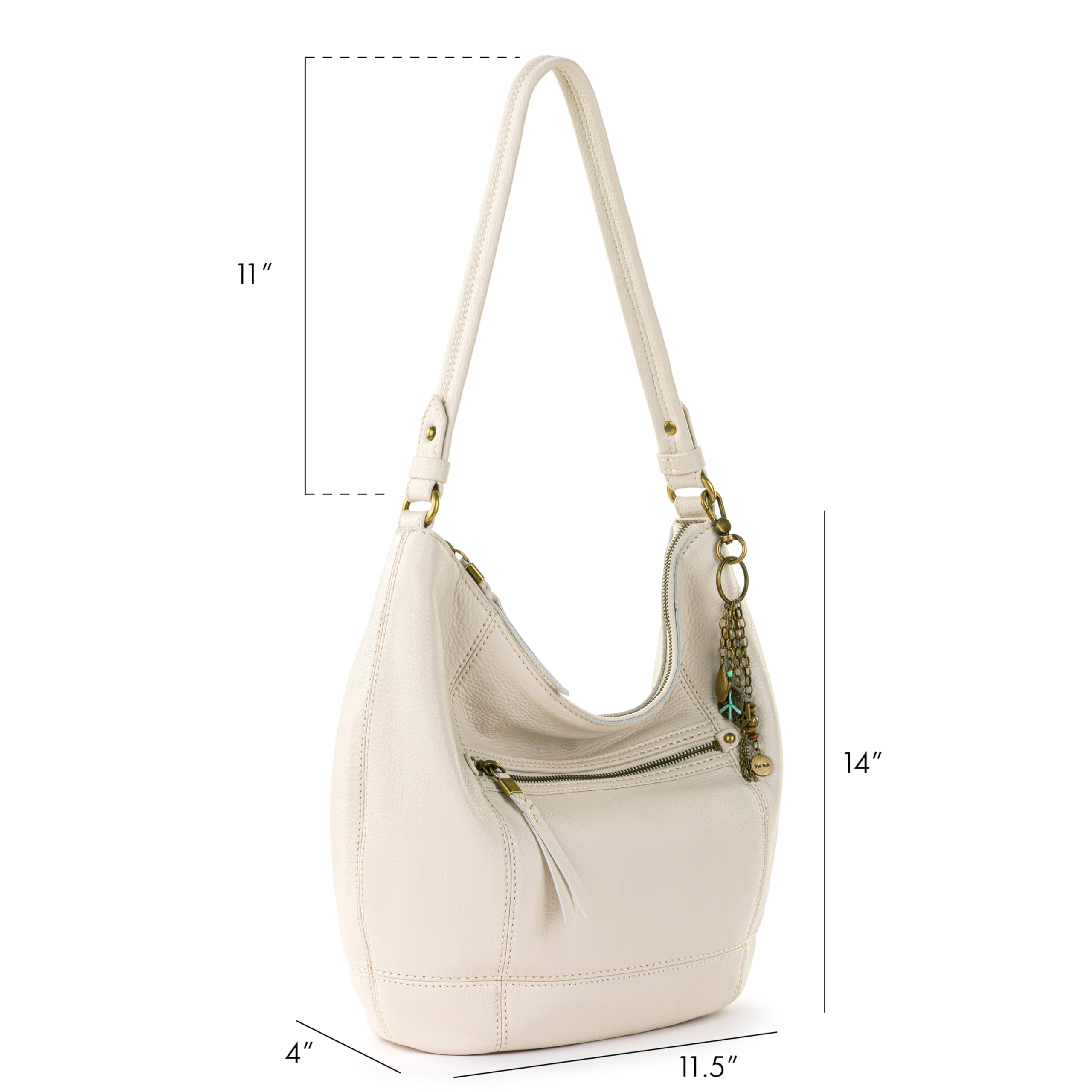 The Sak Sequoia Large Hobo Bag - Premium Leather Women's Handbag for Everyday & Travel - Designer Purse With Shoulder Bag Strap, Zipper Closure and Pockets - Stone