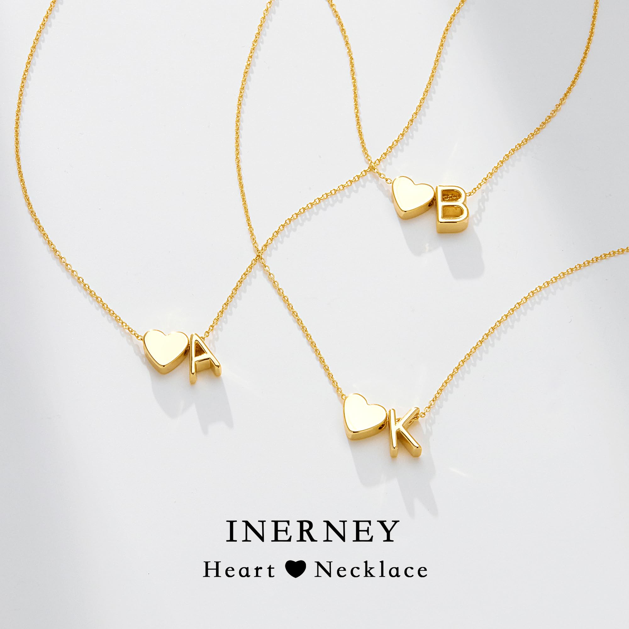 Inerney Gold P Necklace for Girl, Letter P Necklace with Heart Pendant, 14K Gold Plated Initial Jewelry for Women, Dainty Gift for Mom Wife Girlfriend