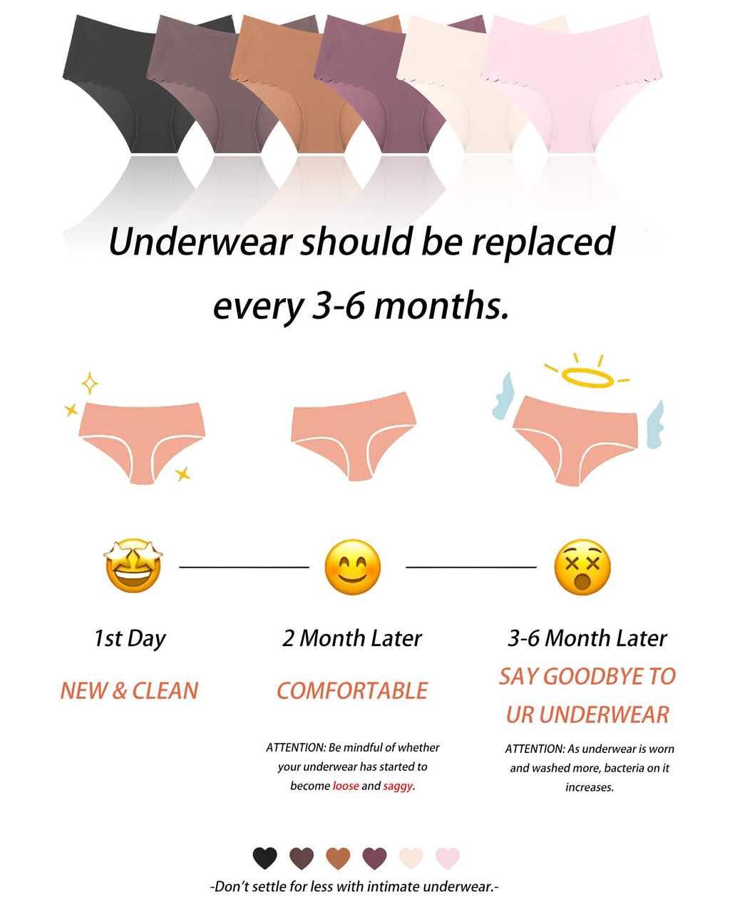 Sth Big High Waisted Seamless Underwear for Women No Show Panties Cheeky Scalloped Edge Bikini Breathable Briefs 6 Pack, Large