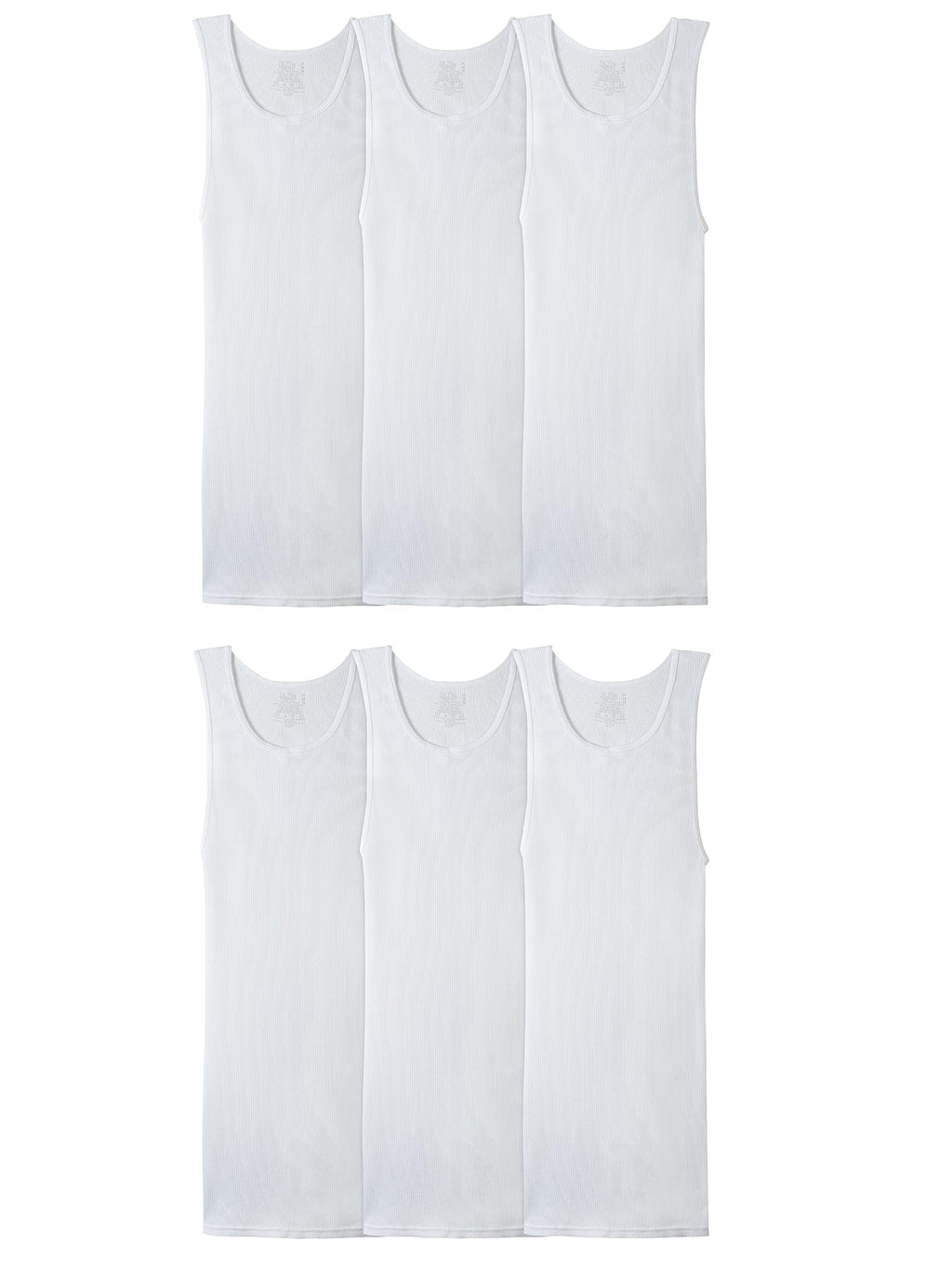 Fruit of the Loom Men's Tag-Free Tank A-Shirt, 6 Pack-White, Large