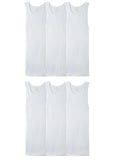 Fruit of the Loom Men's Tag-Free Tank A-Shirt, 6 Pack-White, Large