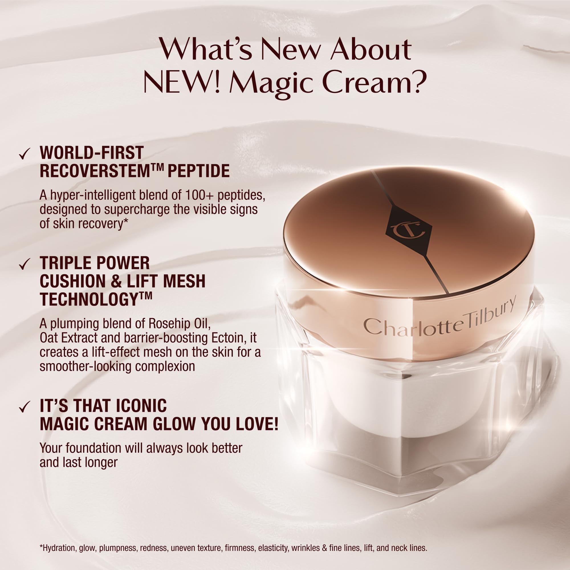 Charlotte Tilbury Magic Cream Daily Face Moisturizer & Primer Refill – Hydrating & Firming with 100+ Peptides & Hyaluronic Acid | Clinically Proven to Boost Skin Barrier (5.07 fl. oz.)