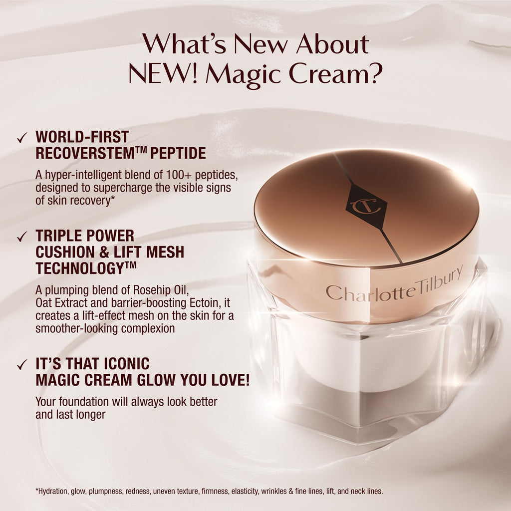 Charlotte Tilbury Magic Cream Daily Face Moisturizer & Primer Refill – Hydrating & Firming with 100+ Peptides & Hyaluronic Acid | Clinically Proven to Boost Skin Barrier (1.69 fl. oz.)