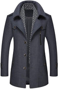 CHARTOU Men's Stylish Scarf Single breasted Wool Walker Coat Thick Winter Jacket-6 Colors (Grey, Medium)