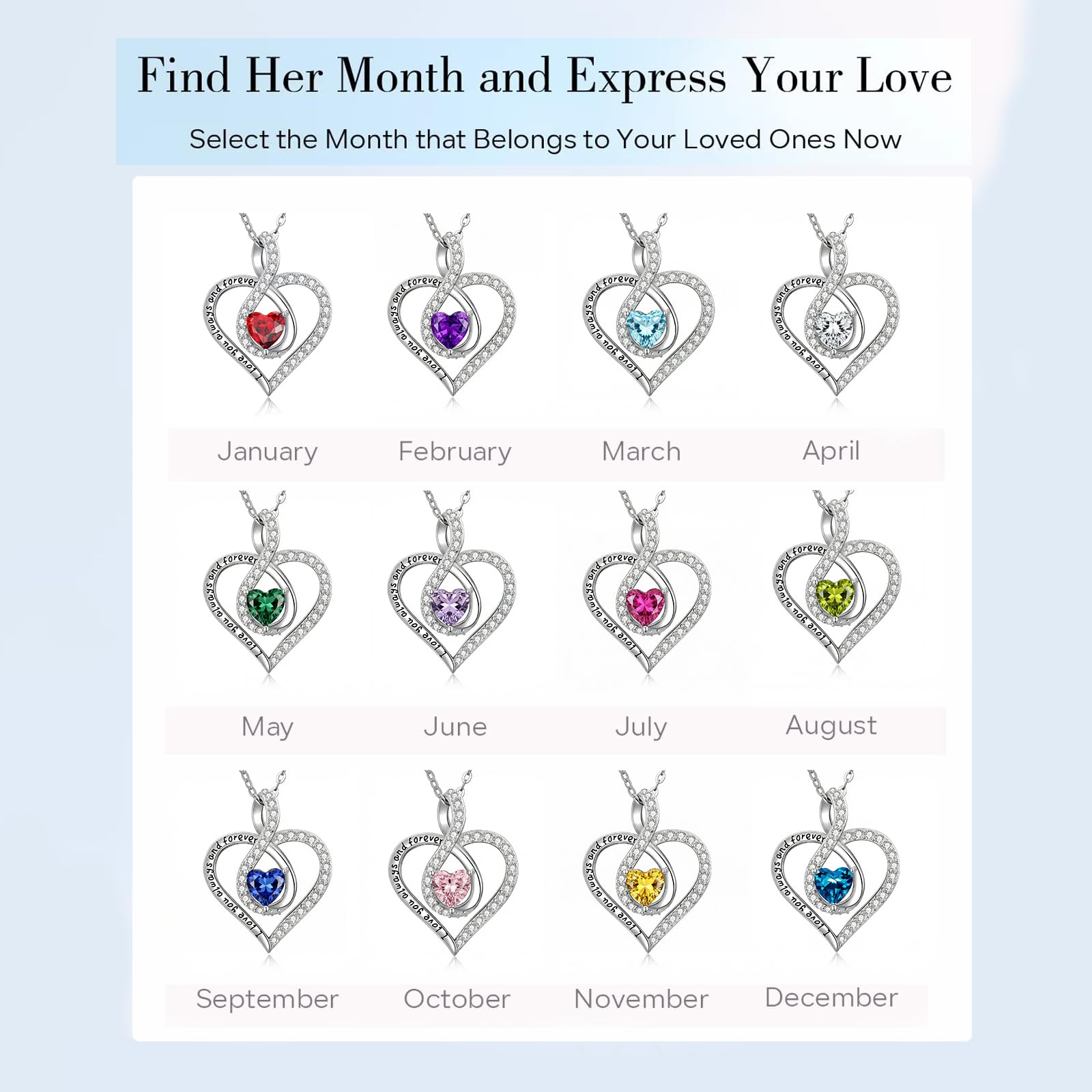 OKROKTOT August Love Heart Birthstone Necklace Women Infinity Heart Necklace I Love You Always and Forever Jewelry Mothers Valentine's Day Gifts for Her Mother Wife Daughters