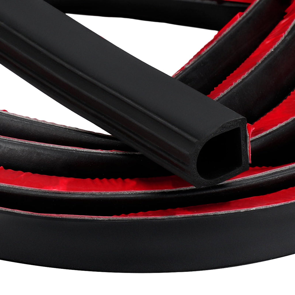 Sacubee Rubber D Shape Door Seal Strip 1" RV Slide Out Seal Self Adhesive EPDM Rubber Heavy Duty Automotive Weather Stripping for Fill Gaps Apply to Car Truck RV Boat Home Application (42 Feet)
