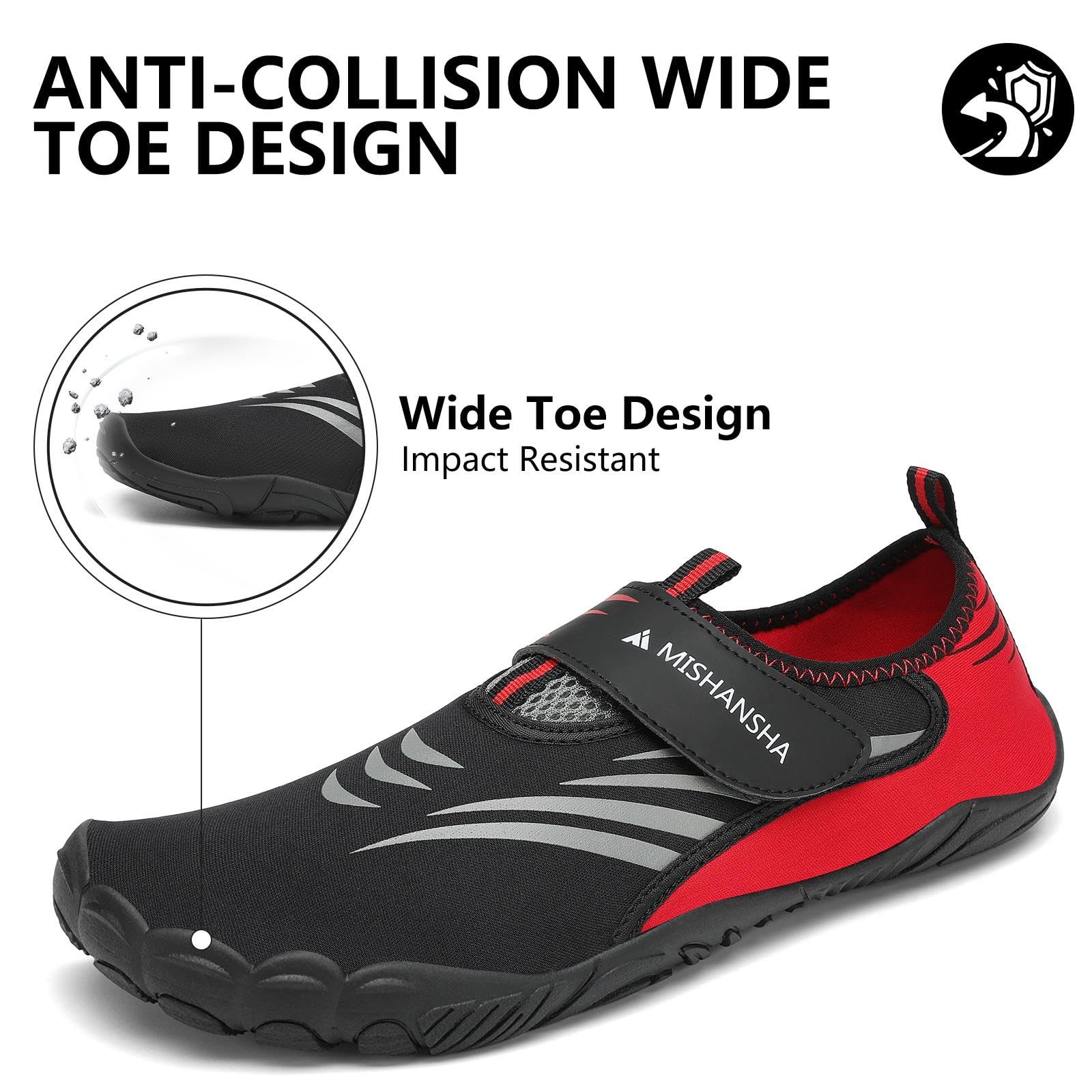 Mishansha Swimming Shoes for Women Breathabls Water Hiking Shoes Non-Slip Rafting Diving Aqua Yoga Dull Red-E0152 9.5 Women/7.5 Men