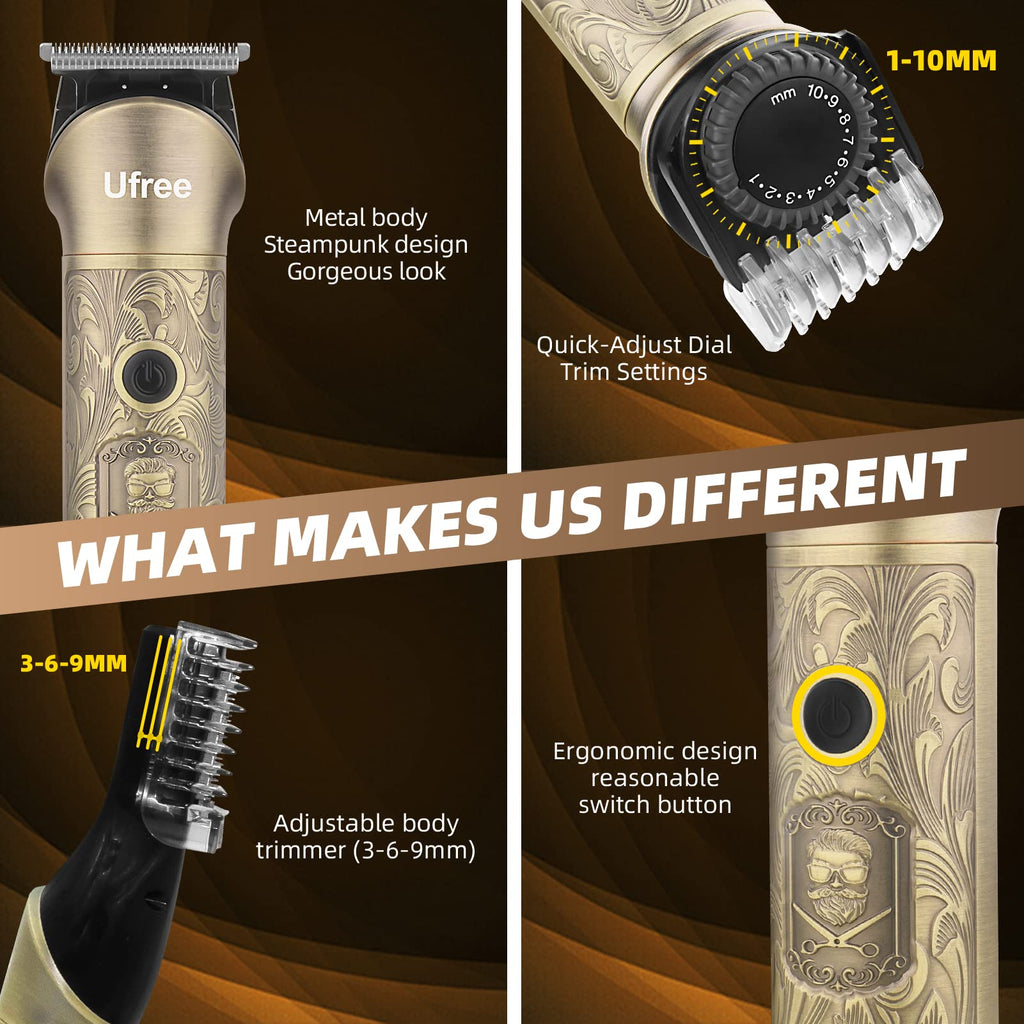 Ufree Beard Trimmer for Men, Electric Razor Shaver, Cordless Hair Clipper Shaving Kit for Mustache Body Nose Ear Hair Facial, Adjustable Beard Grooming Kit Birthday Gifts for Men
