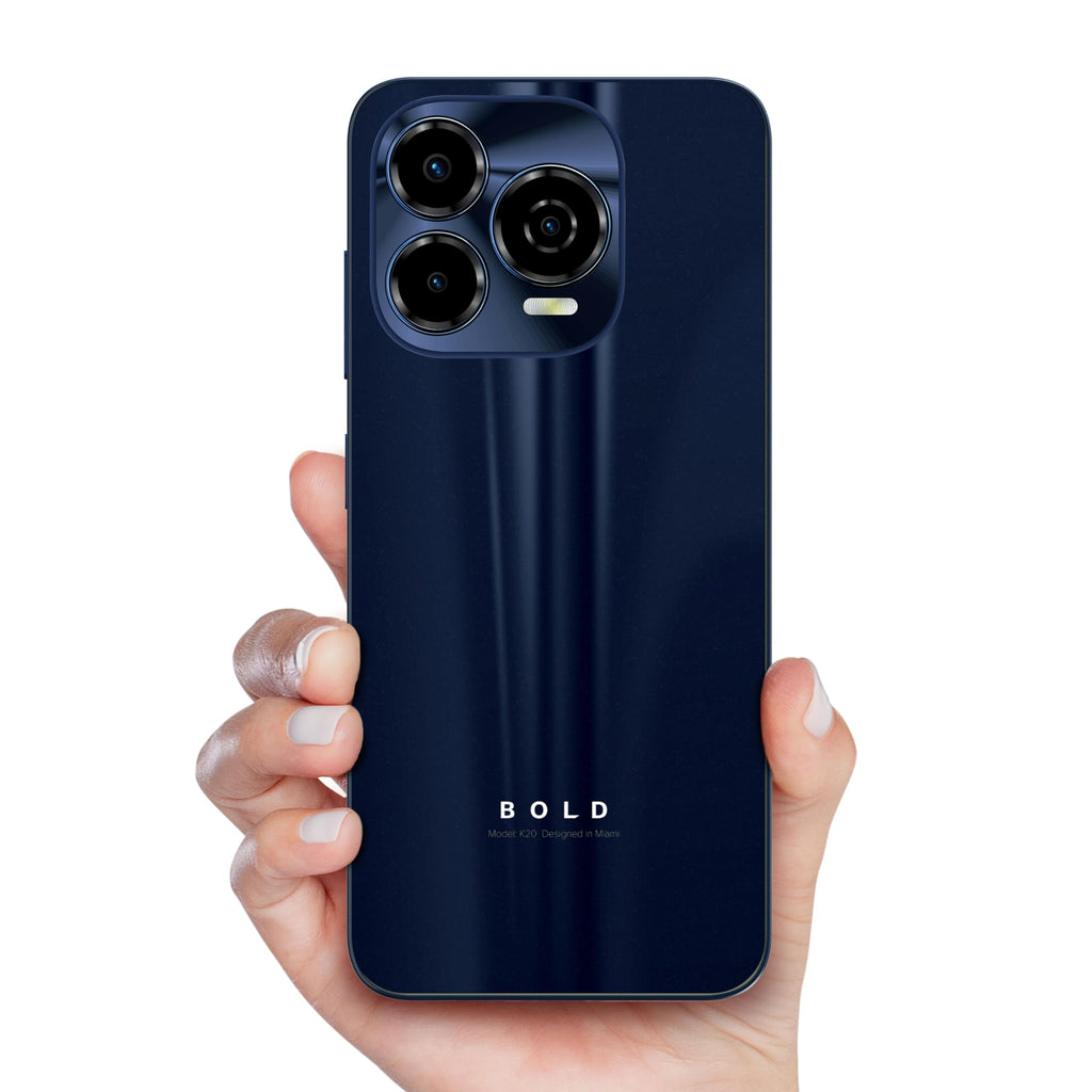 Bold K20 | 2025 | All-Day Battery | Unlocked | 6.7” HD+ Infinity Dot Display | 256/4GB | Triple 50MP Camera | US Version | US Warranty | (Blue)