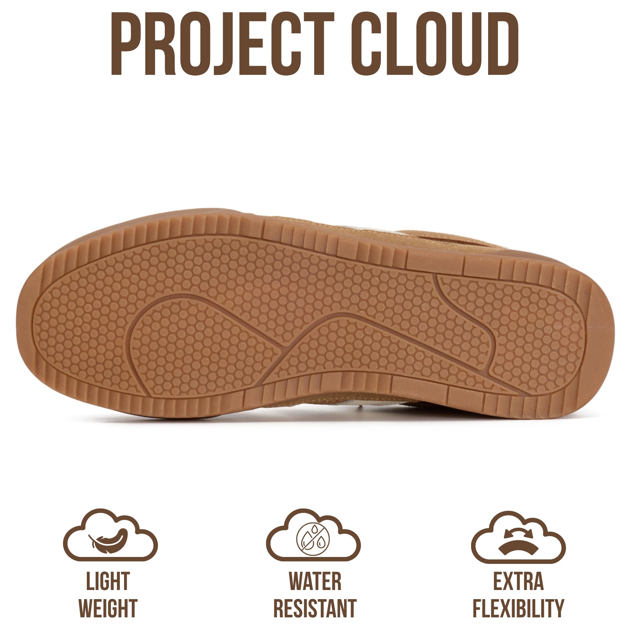 Project Cloud Sneakers for Men - 100% Genuine Leather Mens Casual Shoes Memory Foam Insole Mens Sneakers - Non Slip Outsole Dress Sneakers Men (HISVERDY,9.5D) Tan