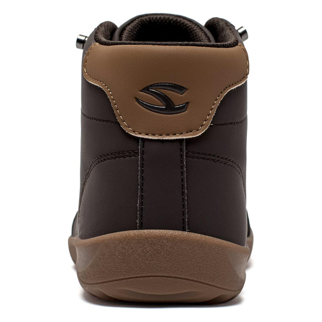 HOBIBEAR Leather Barefoot Boots Zero-Drop Wide Width Minimalist Shoes Unisex Mid Top Walking Boots(Dark Brown Women 11,Men 10)