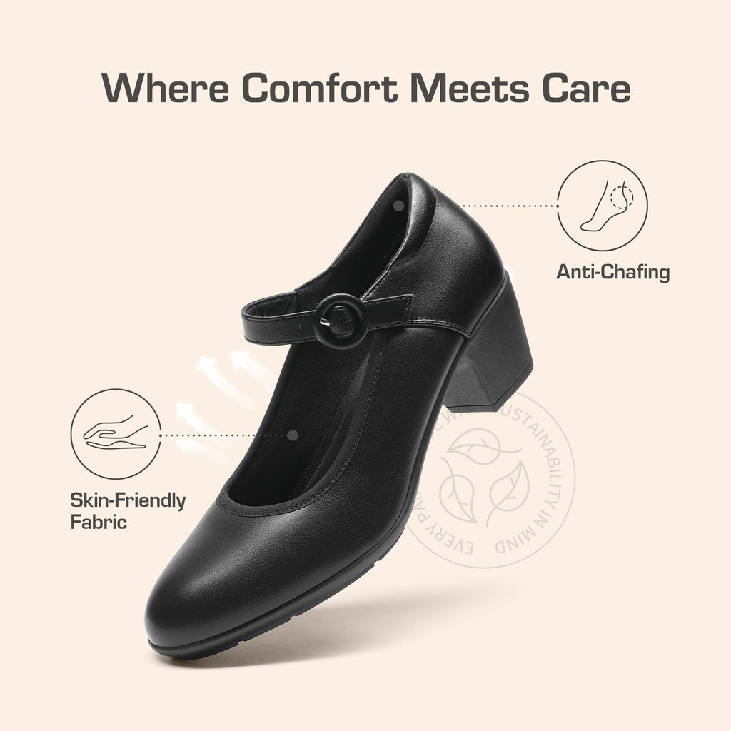 DREAM PAIRS Mary Jane Shoes Women Low Chunky Heels Closed Toe Pumps Comfortable Work Business Dress Shoes,Size 7,Black,DWUMPU2549