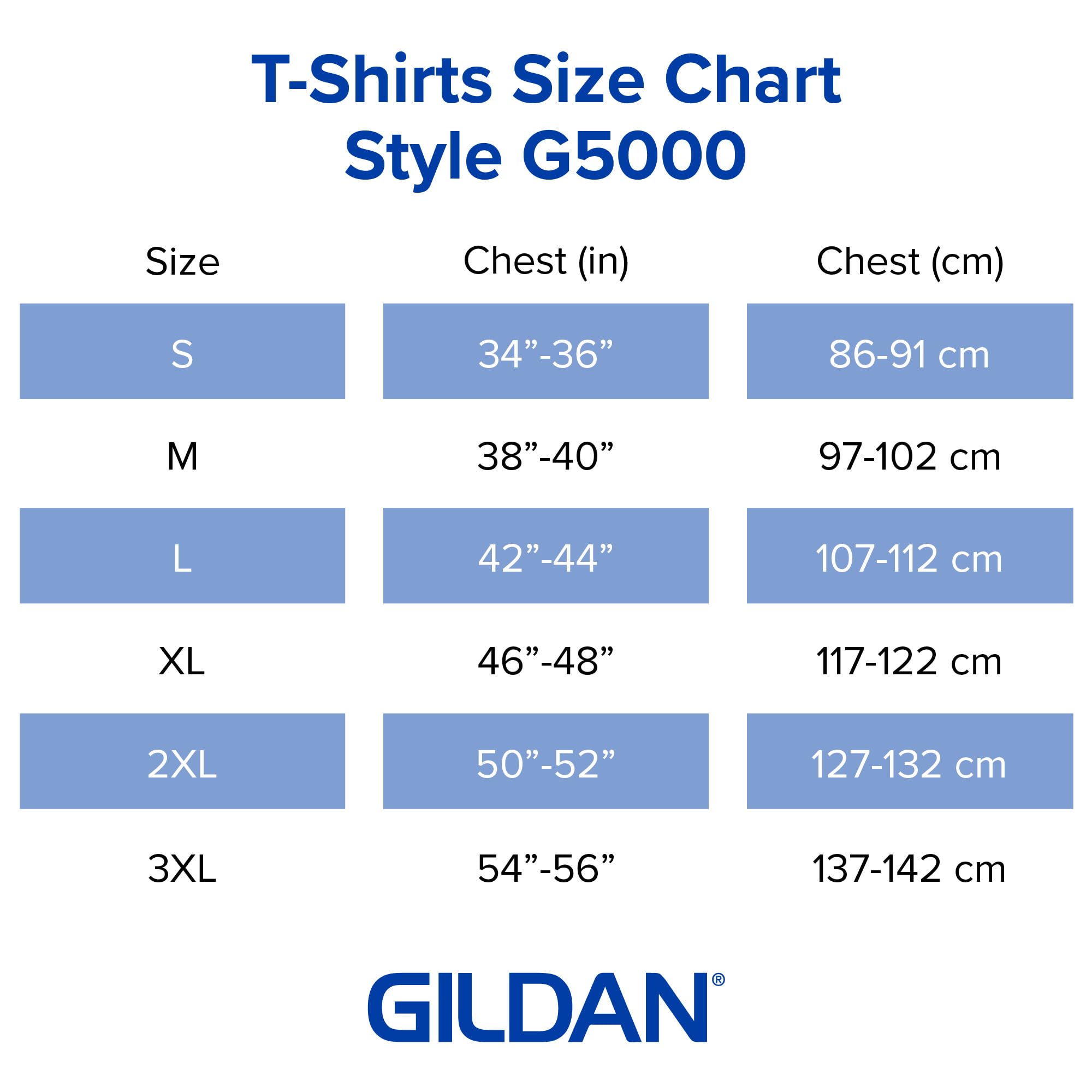 Gildan mens Heavy Cotton T-shirt, Style G5000, Multipack T Shirt, Carolina Blue (3-pack), Large US