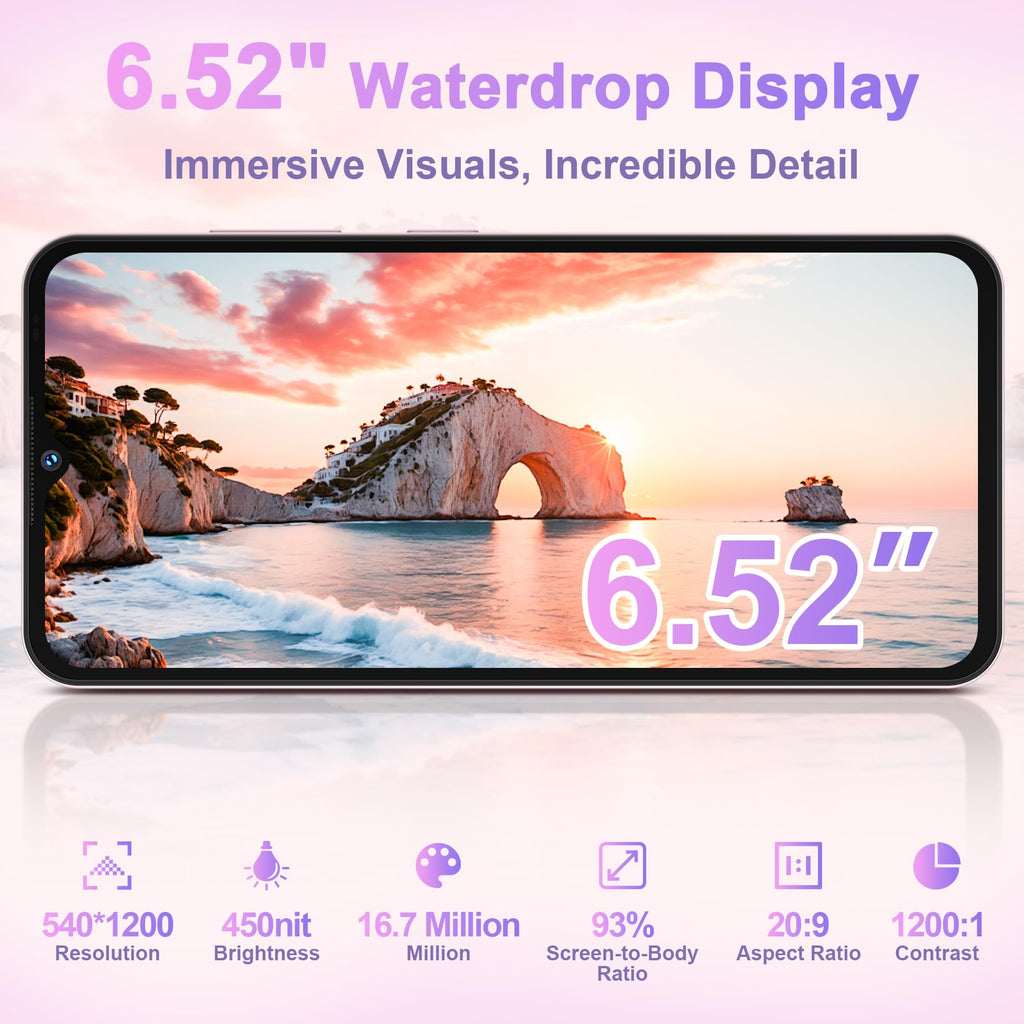OUKITEL C3 Cell Phone Unlocked 2025-16GB RAM+64GB/TF 1TB ROM Smartphone, 5000mAh Battery, 6.52'' Waterdrop Screen, 13MP+5MP Camera, 4G Dual SIM Android Phone, Face ID/3.5mm Jack/GPS/BT5.0, Grey