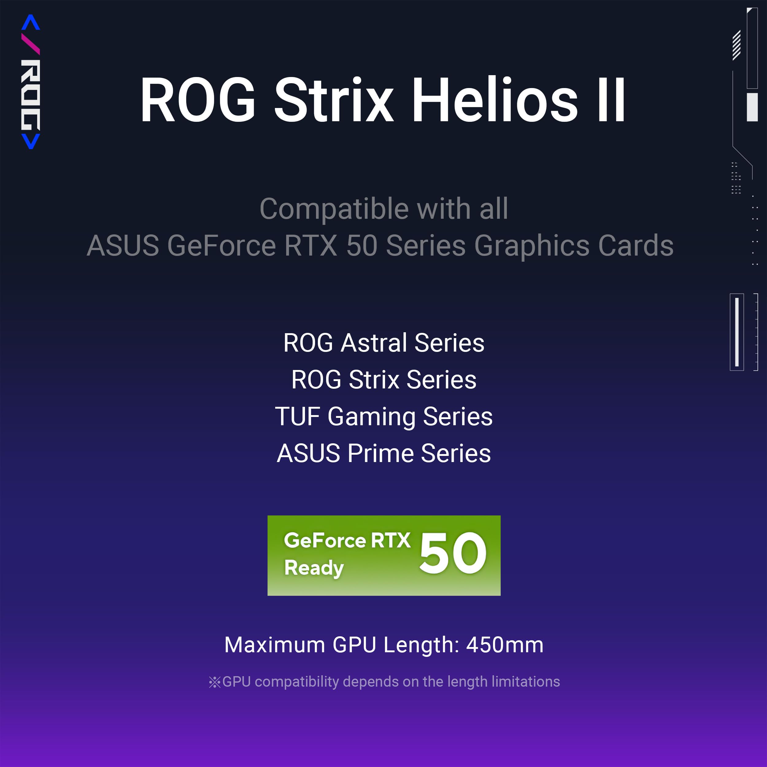 ASUS ROG Strix Helios II EATX mid-Tower Gaming PC case, with Dual Tempered Glass Side Panels, Support for Graphics Cards up to 450mm Long, Graphics Card Braces and Support for up to 420mm radiators