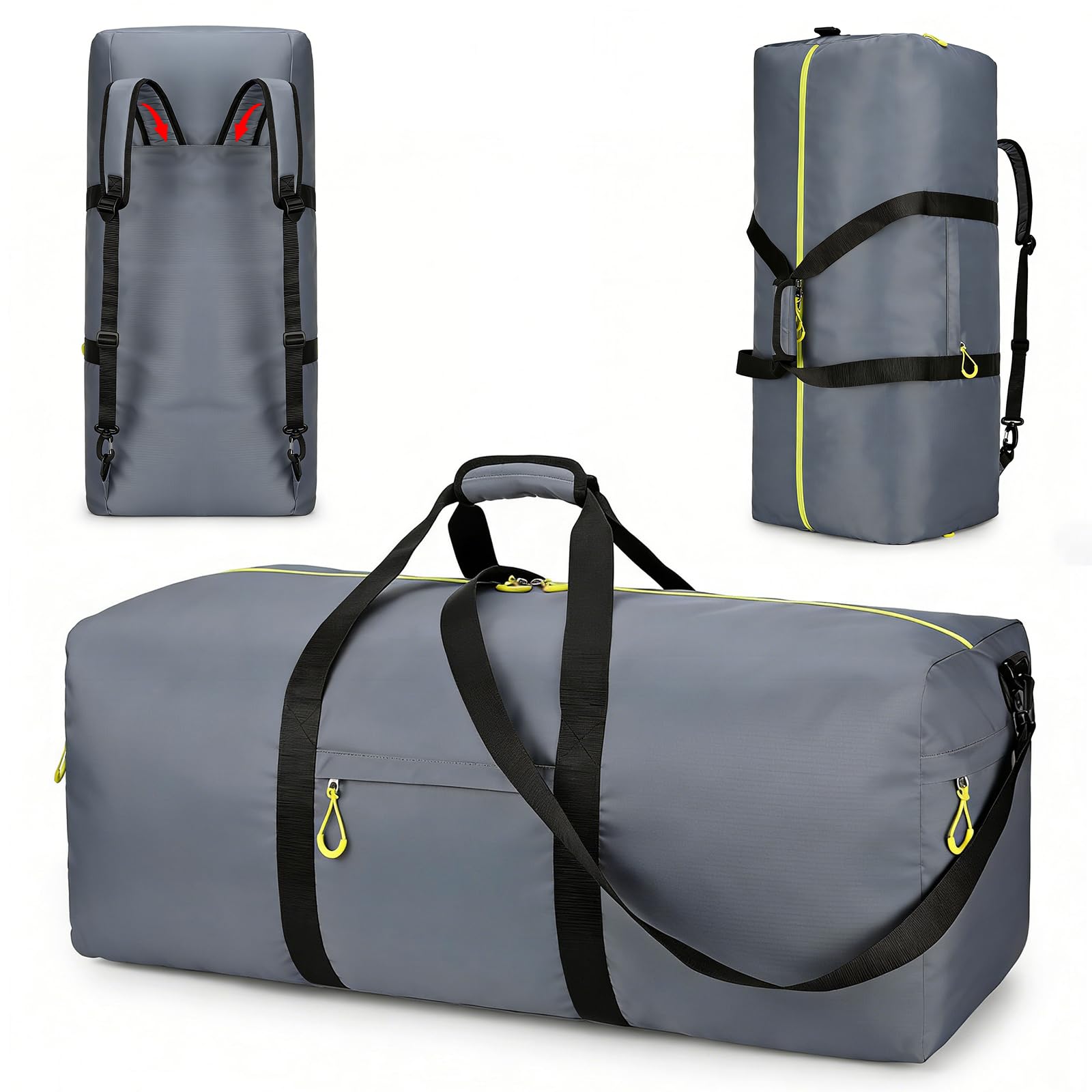 Uarition 100L Extra Large Duffle Bag for Travel, 3 In 1 Travel Duffel Bags for Men and Women, Foldable Duffle Backpack for Traveling, Grey
