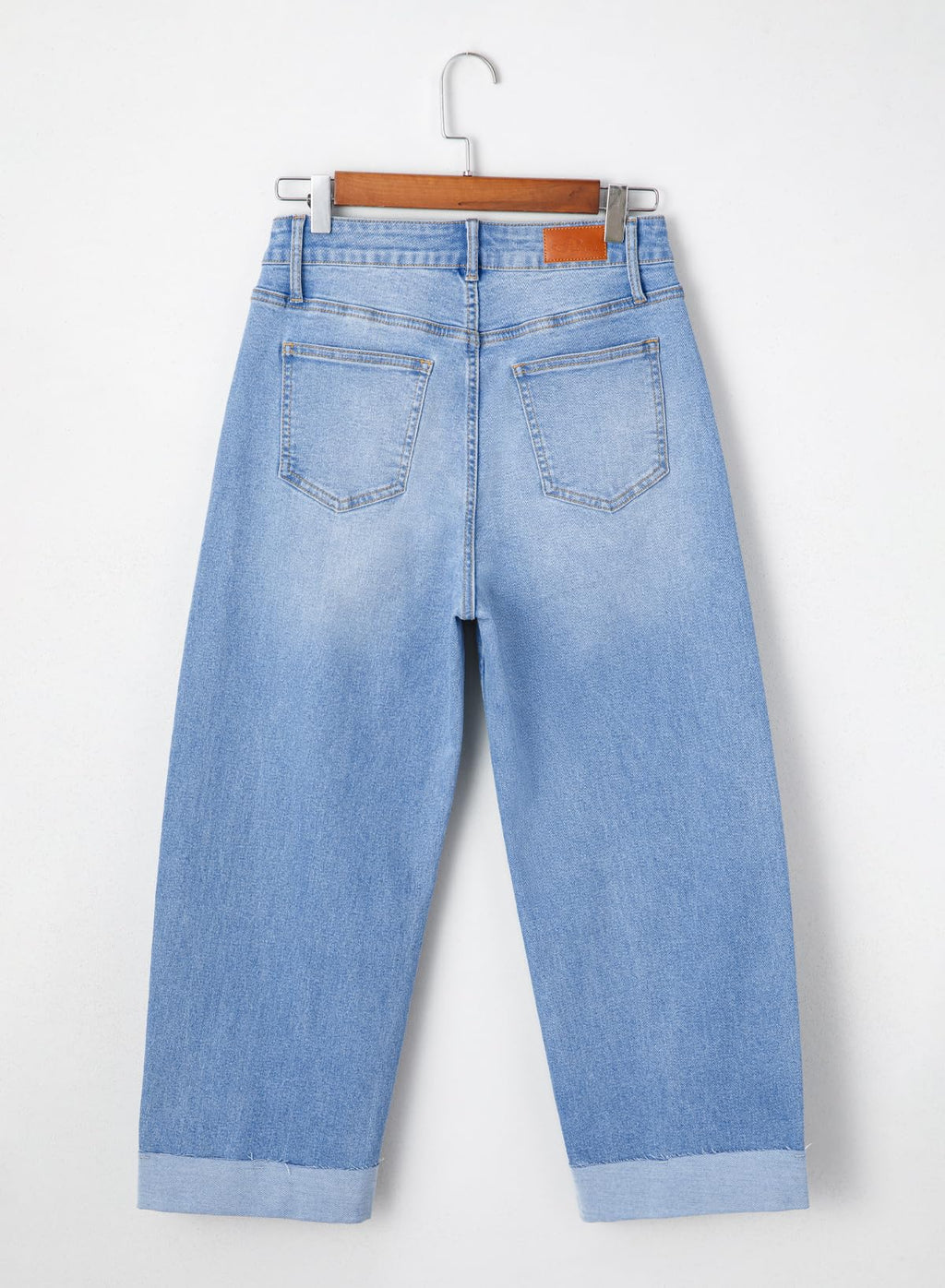 Sidefeel Women's Barrel Jeans High Waisted Wide Leg Capri Baggy Boyfriend Denim Pants Size 14 Sky Blue