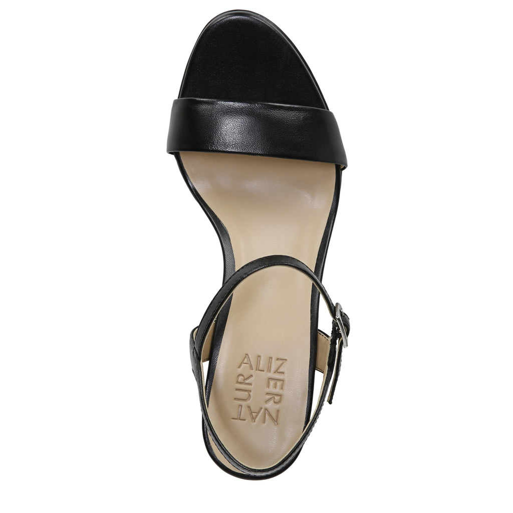Naturalizer Womens Bristol Ankle Strap Chunky Block Heel Dress Sandal ,Black Smooth ,8.5M