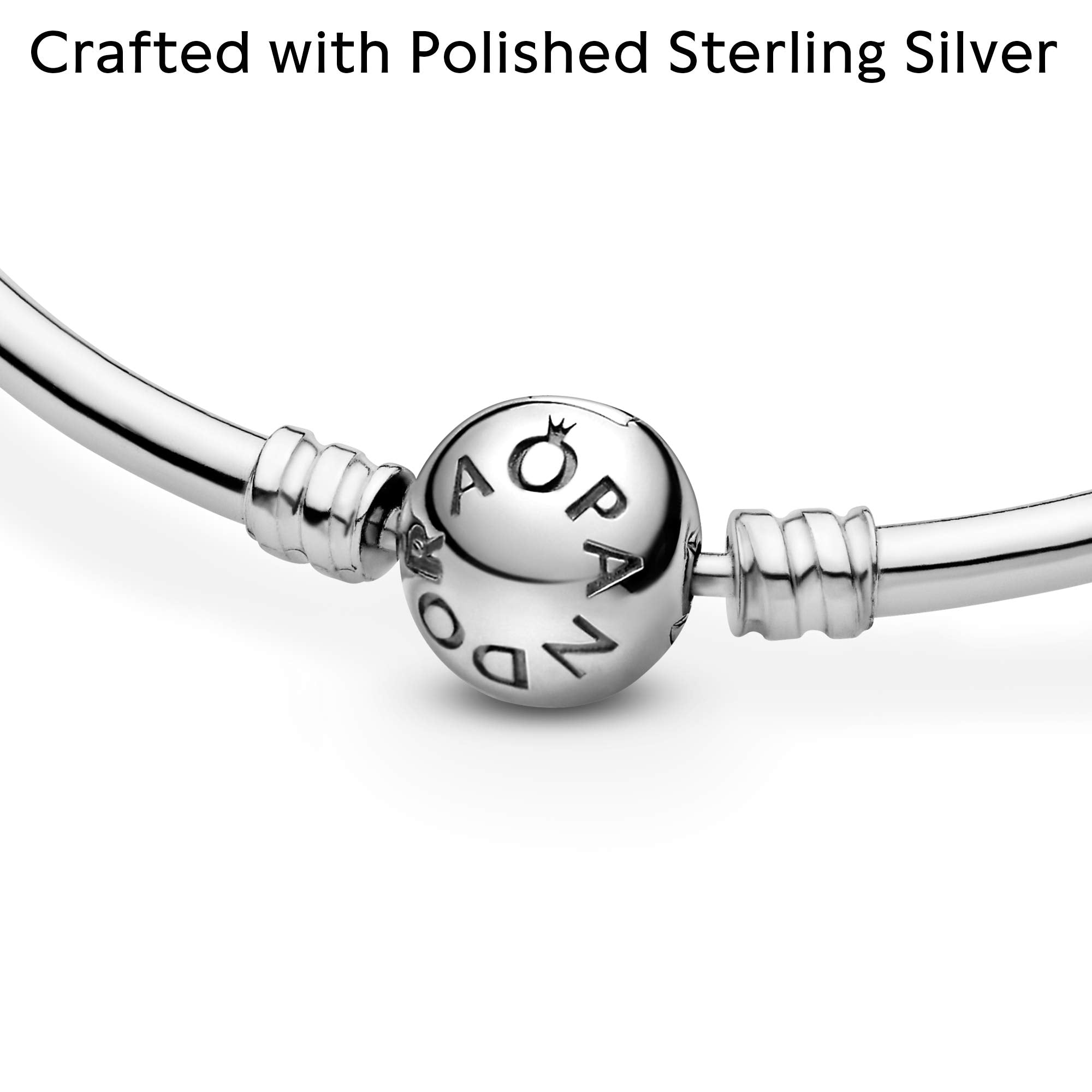 PANDORA Moments Ball Clasp Bangle Bracelet - Gold Bracelet for Women - Sterling Silver - With Gift Box - 6.7