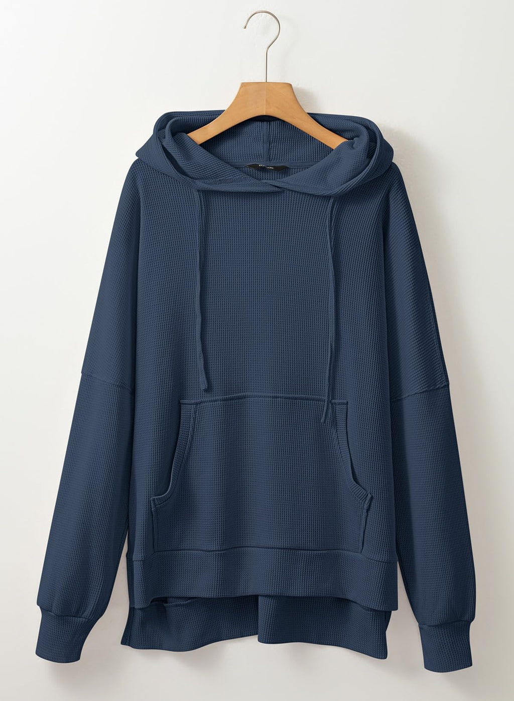 Dokotoo Women Ladies Hoodies Oversized Long Sleeve Sweatshirt for Women 2025 Fashion Plus Size Waffle Knit Winter Clothes Hooded Sweatshirts Casual Loose Hoodie with Pocket Dark Blue Small