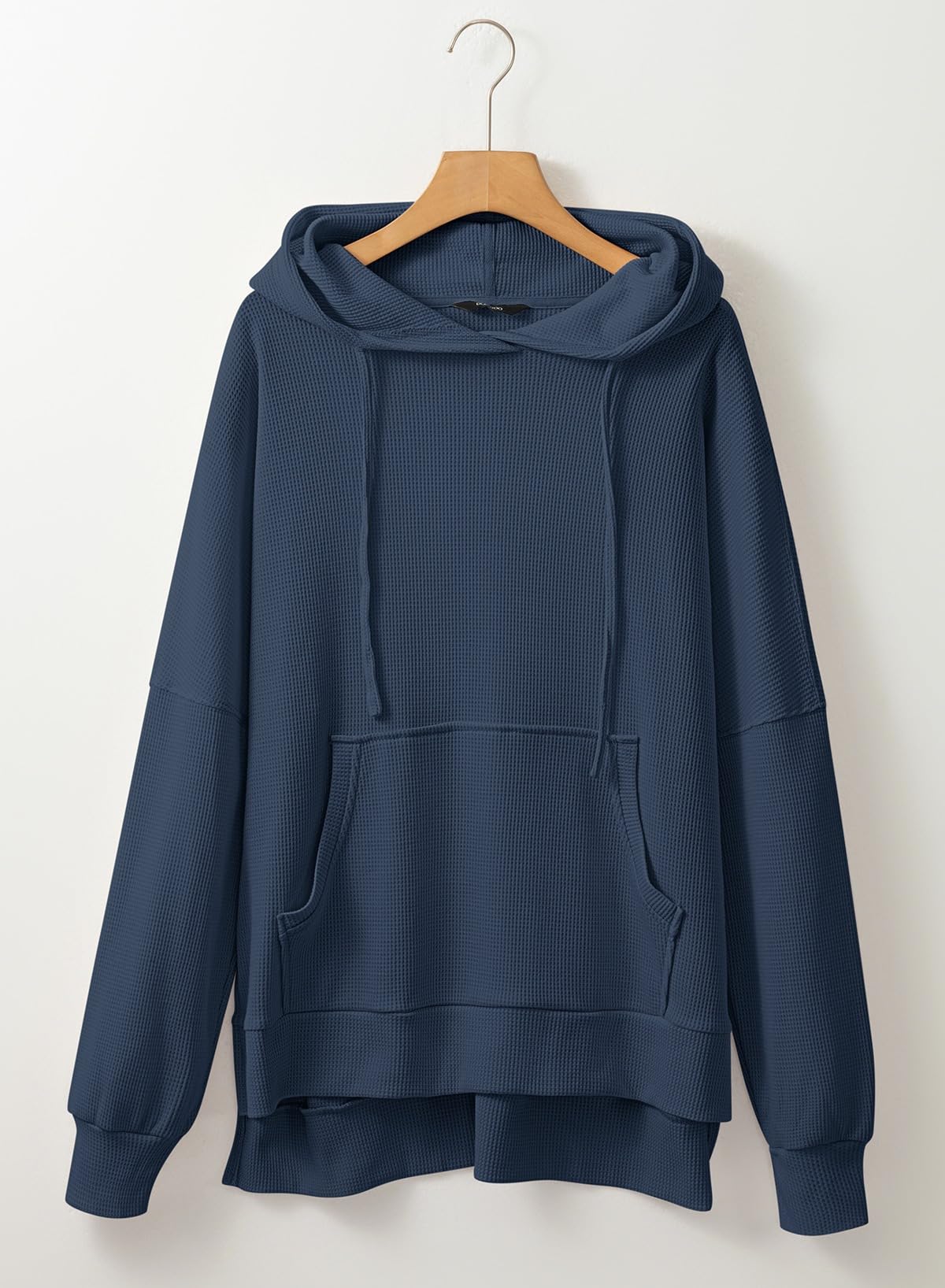 Dokotoo Women Ladies Hoodies Oversized Long Sleeve Sweatshirt for Women 2025 Fashion Plus Size Waffle Knit Winter Clothes Hooded Sweatshirts Casual Loose Hoodie with Pocket Dark Blue Small