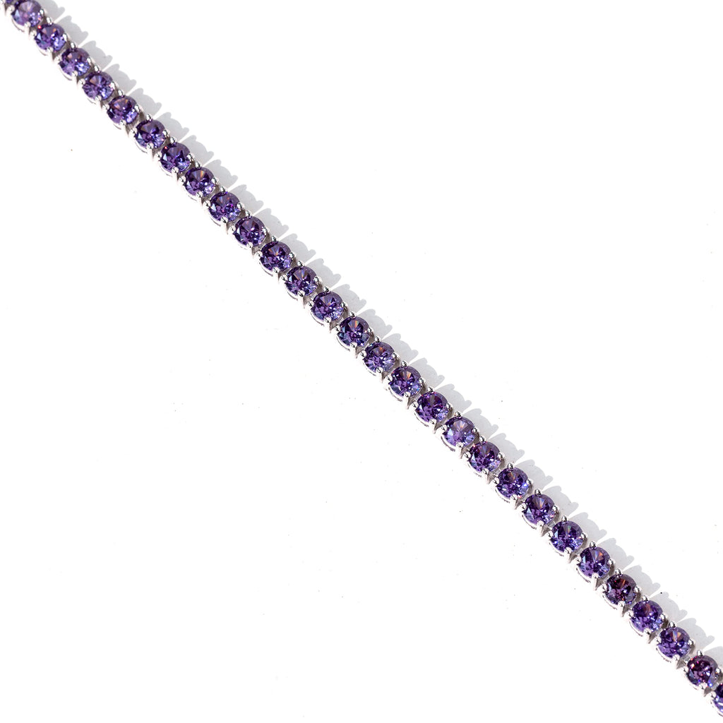 FANCIME Sterling Silver Tennis Bracelet Created Amethyst Tennis Bracelet February Birthstone Wedding Bridal Prom Fine Jewelry Gift For Women, Length 7.2 Inch Width 4mm