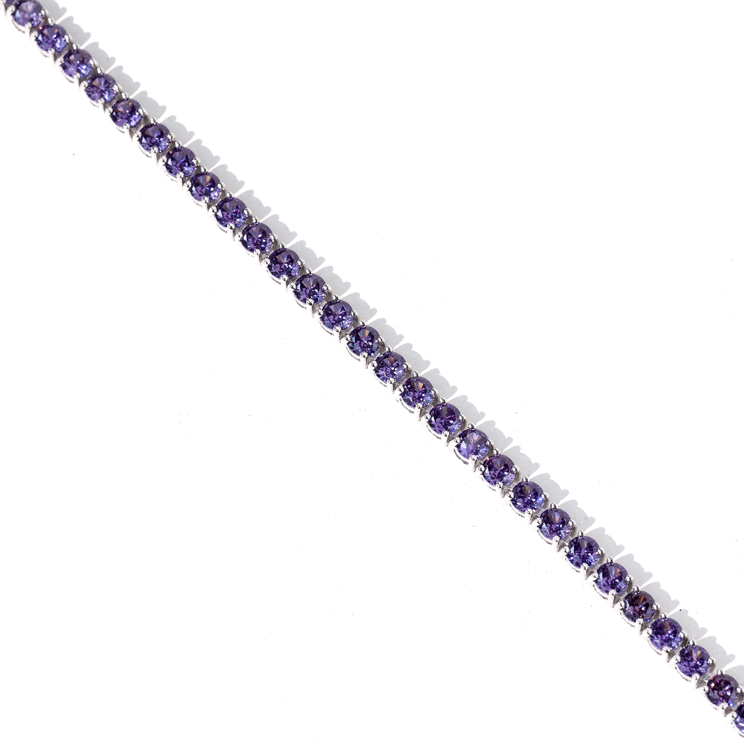 FANCIME Sterling Silver Tennis Bracelet Created Amethyst Tennis Bracelet February Birthstone Wedding Bridal Prom Fine Jewelry Gift For Women, Length 7.2 Inch Width 4mm