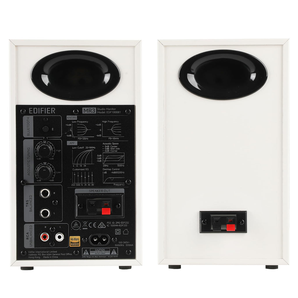 Edifier MR3 Powered Studio Monitor Speakers, Hi-Res Audio Certified Bluetooth V5.4 Active Bookshelf Loudspeakers, 2.0 Computer Speaker with Headphone Output RCA AUX Balanced TRS Input (White)