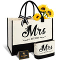 Vanqruo Mrs 2026 Bride Canvas Tote Bag with Makeup Bag, Wedding Gifts for Bridal Shower Bachelorette Party Engagement Honeymoon, Miss to Mrs, Bride to Be Gifts