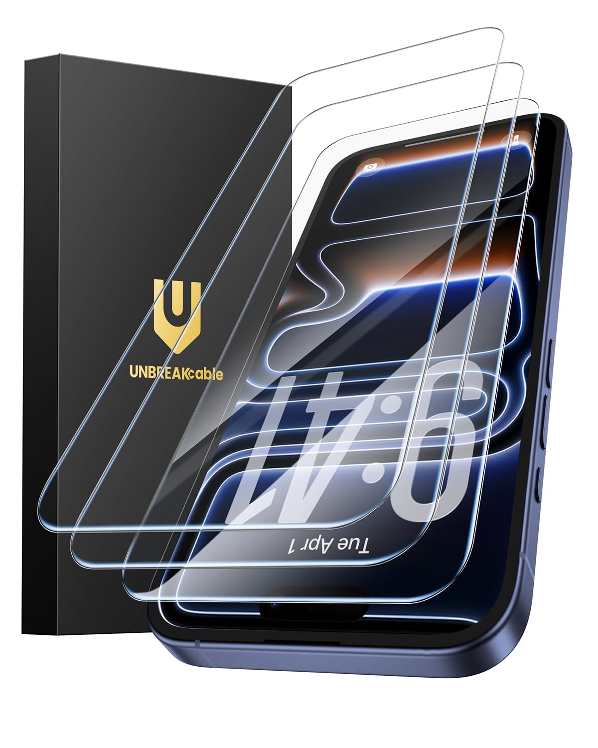 UNBREAKcable 3-Pack Screen Protector for iPhone 17 Pro, Double Shatterproof Tempered Glass [Easy Installation Frame] [9H Hardness] [99.99% HD Clear] [Case Friendly] for iPhone 6.3 inch